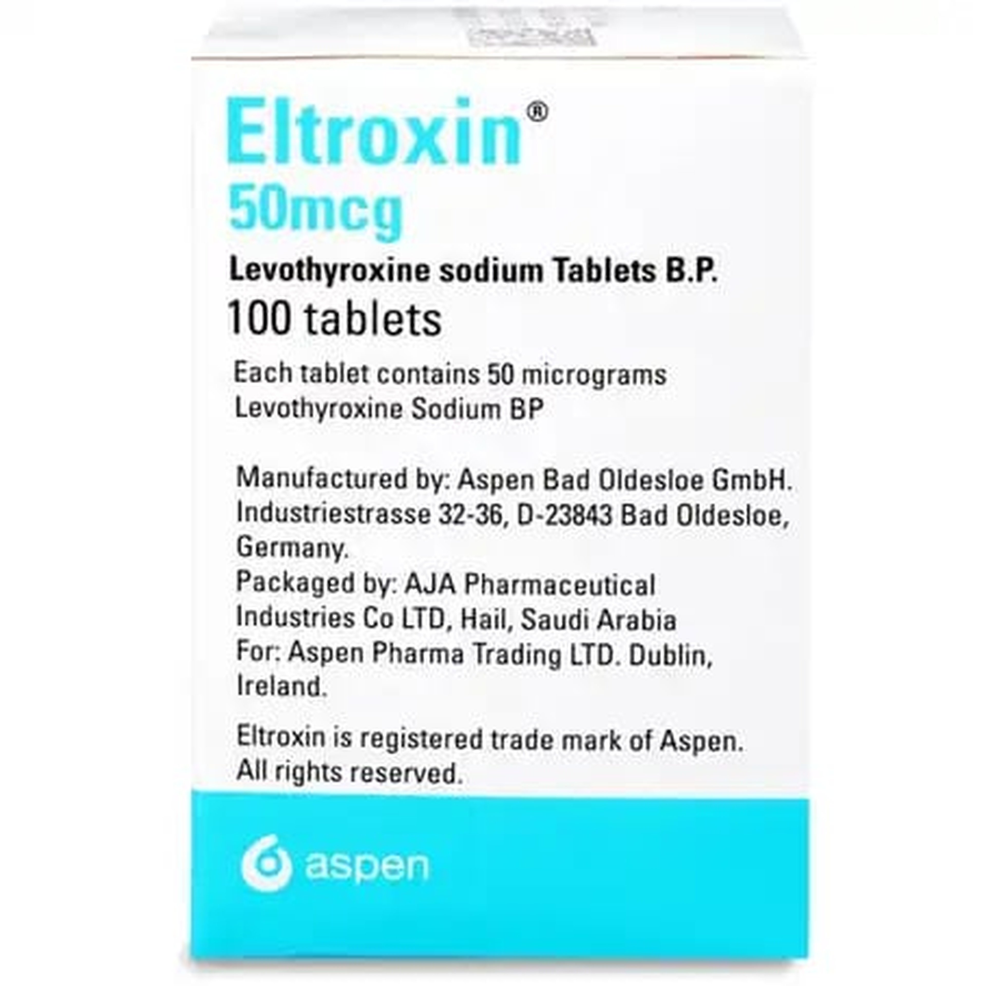 Eltroxin 50 Mcg 100 Tab