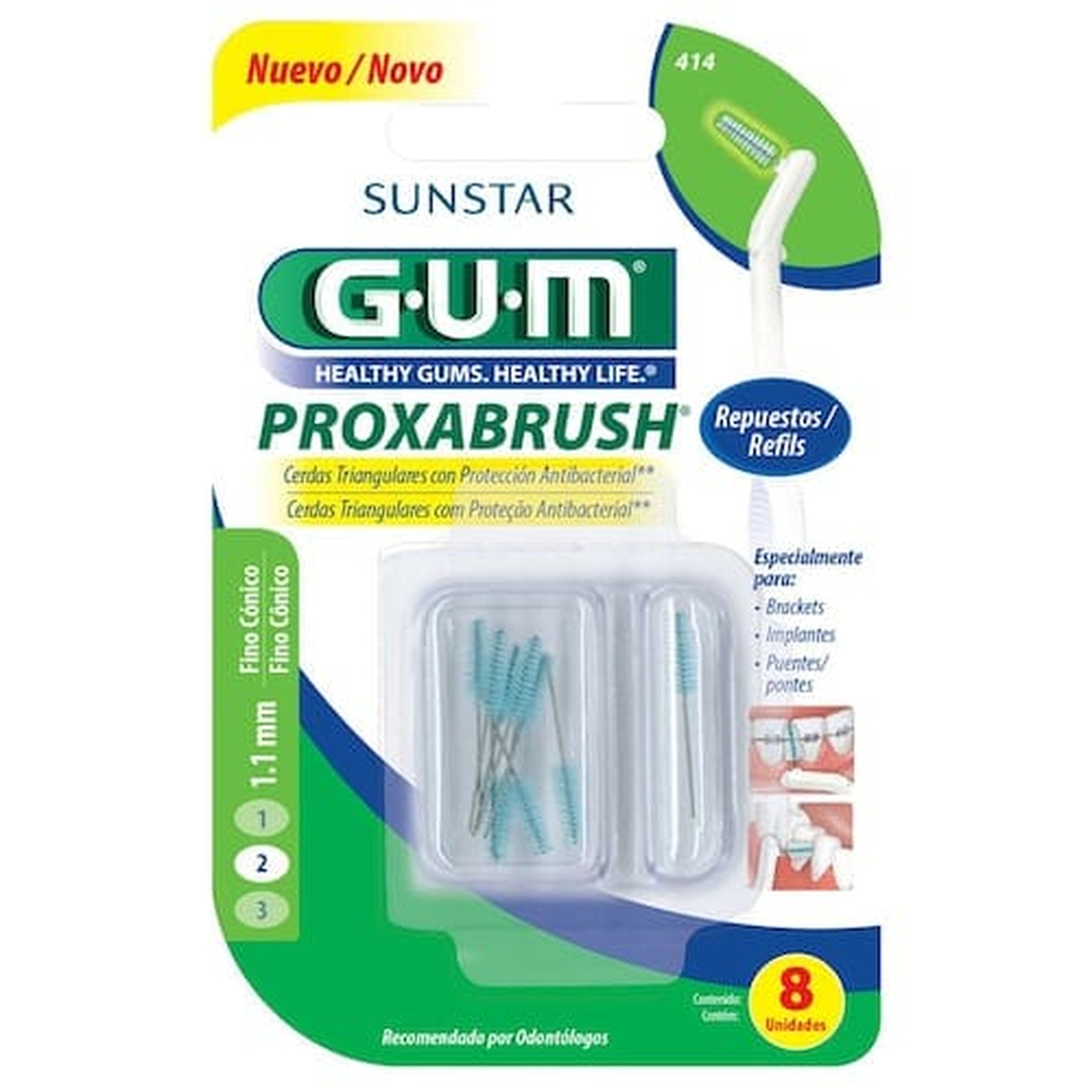 جي يو ام بديلة لتنظيف ما بين الأسنان - رفيعة مخروطية 2 - 1.1 مم × 8 قطع