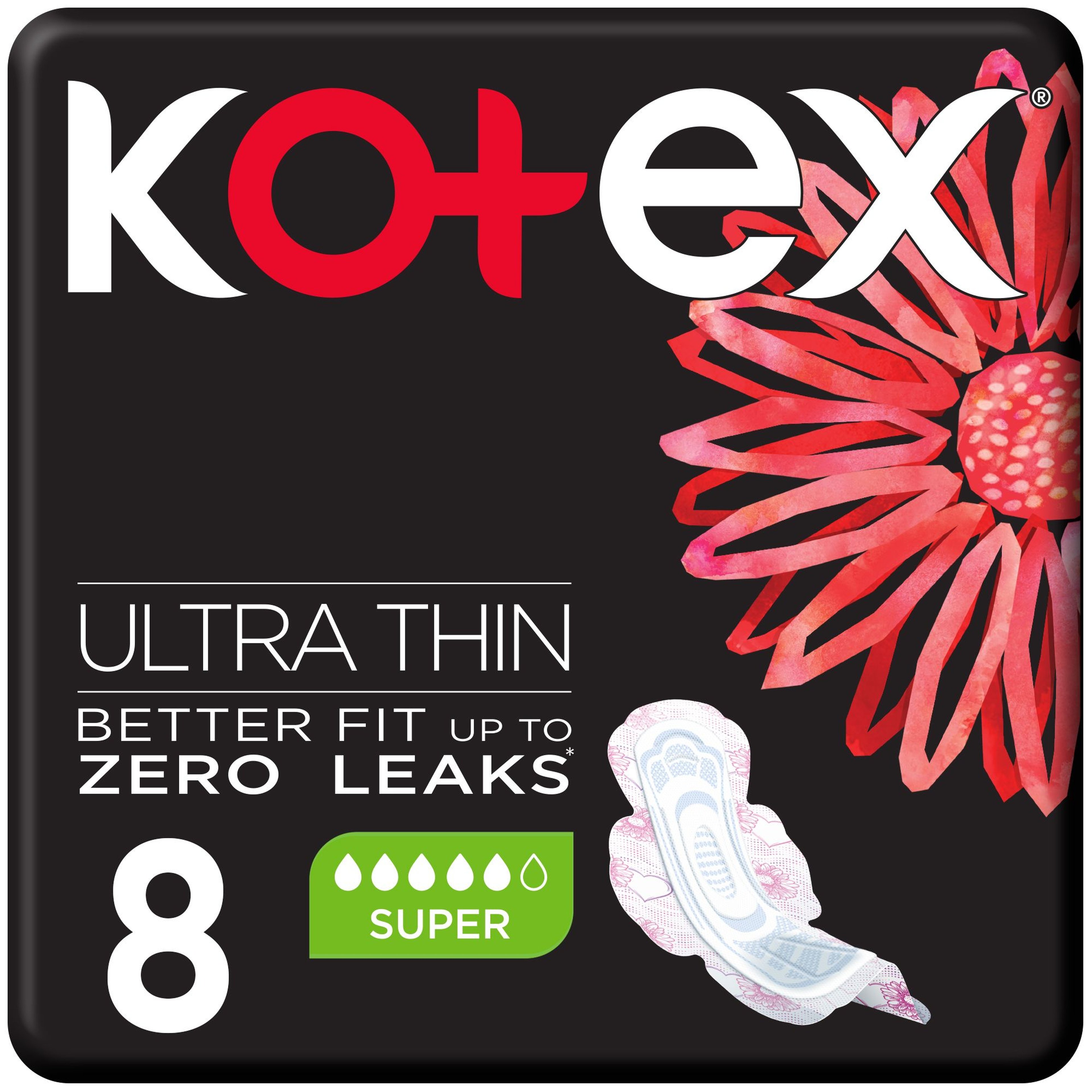 Kotex Ultra Thin Large Feminine Pads With Wings 8 Pcs