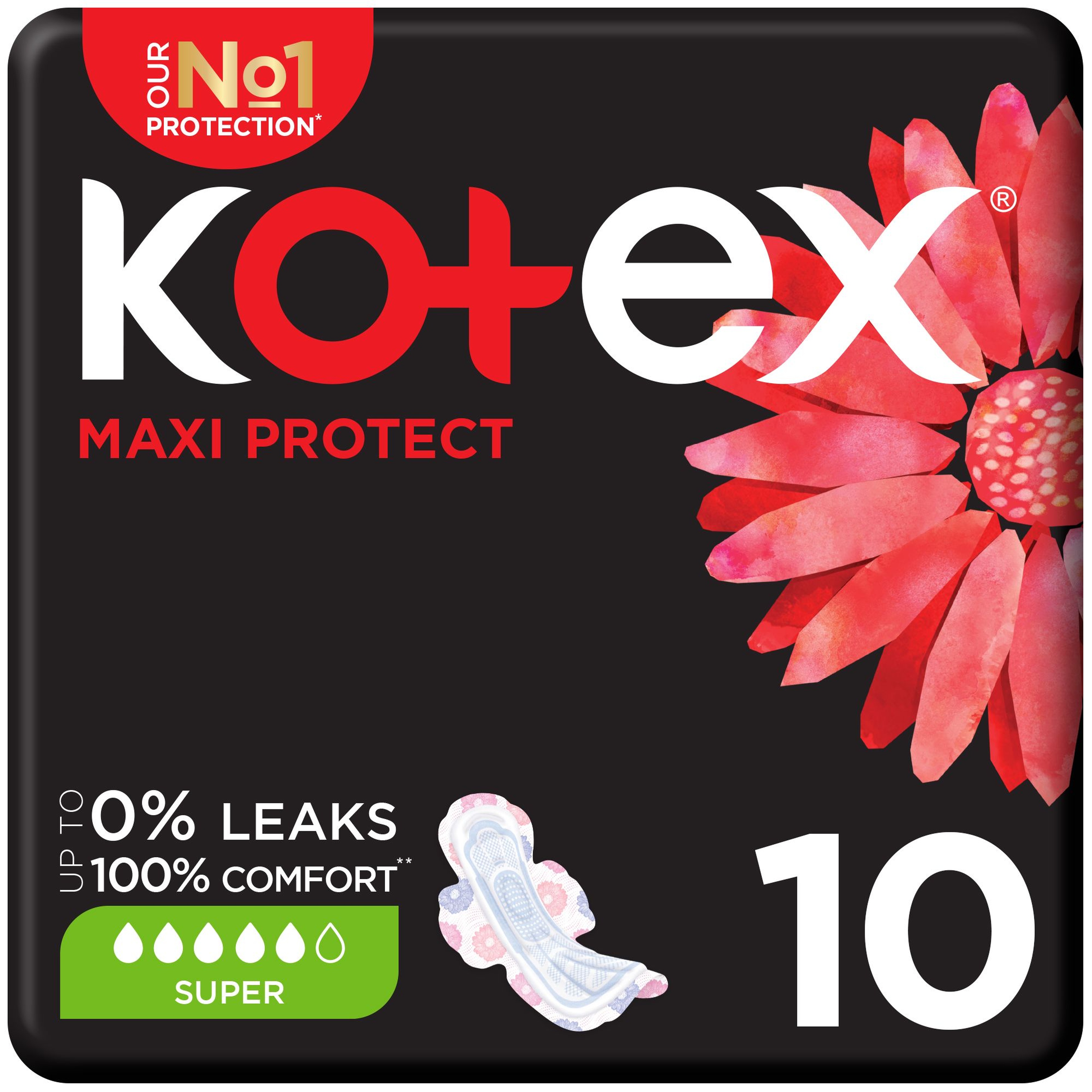 Kotex Large Sanitary Pads With Wings 10 Pads