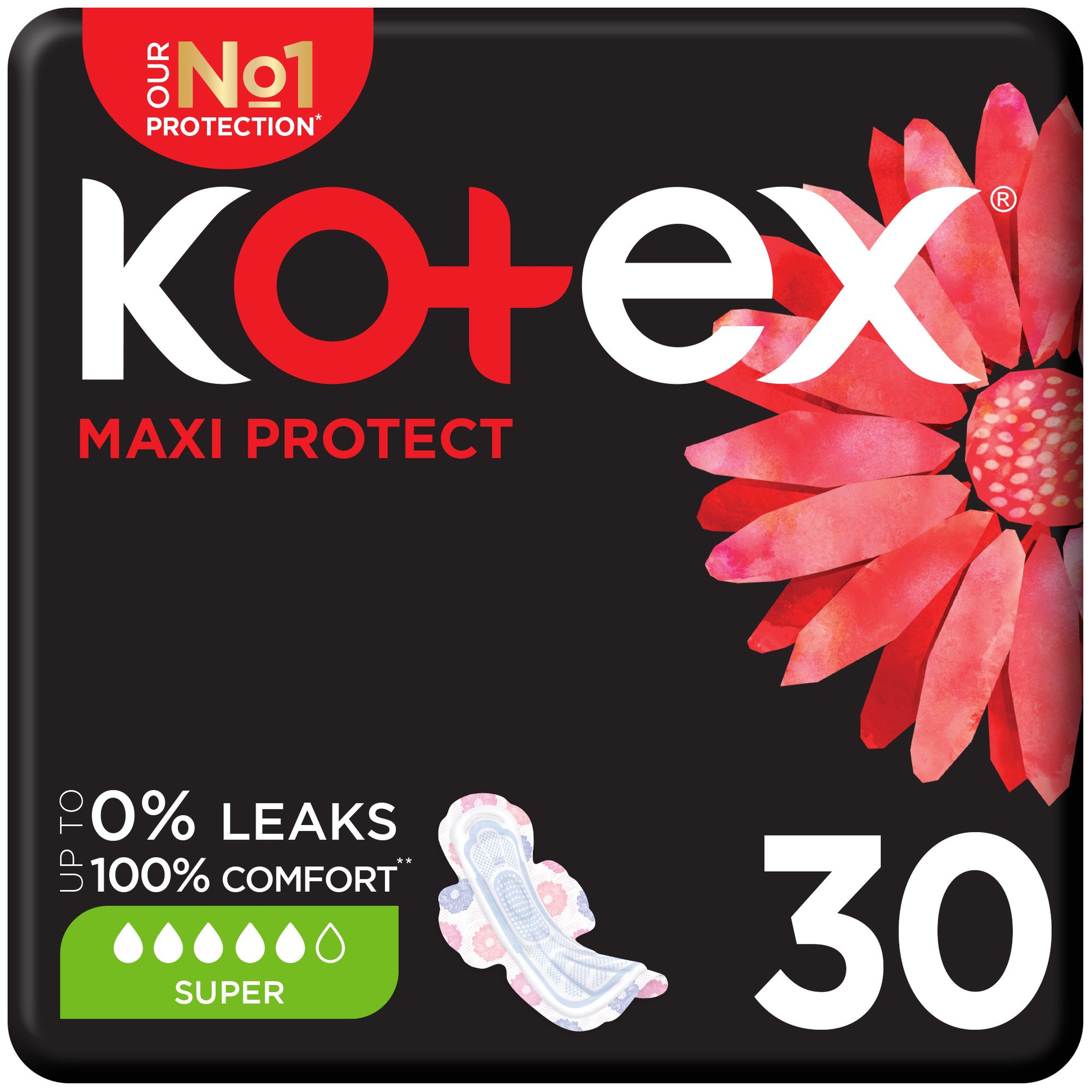 Kotex Maxi Protect Large Sanitary Pads - 30 Pcs