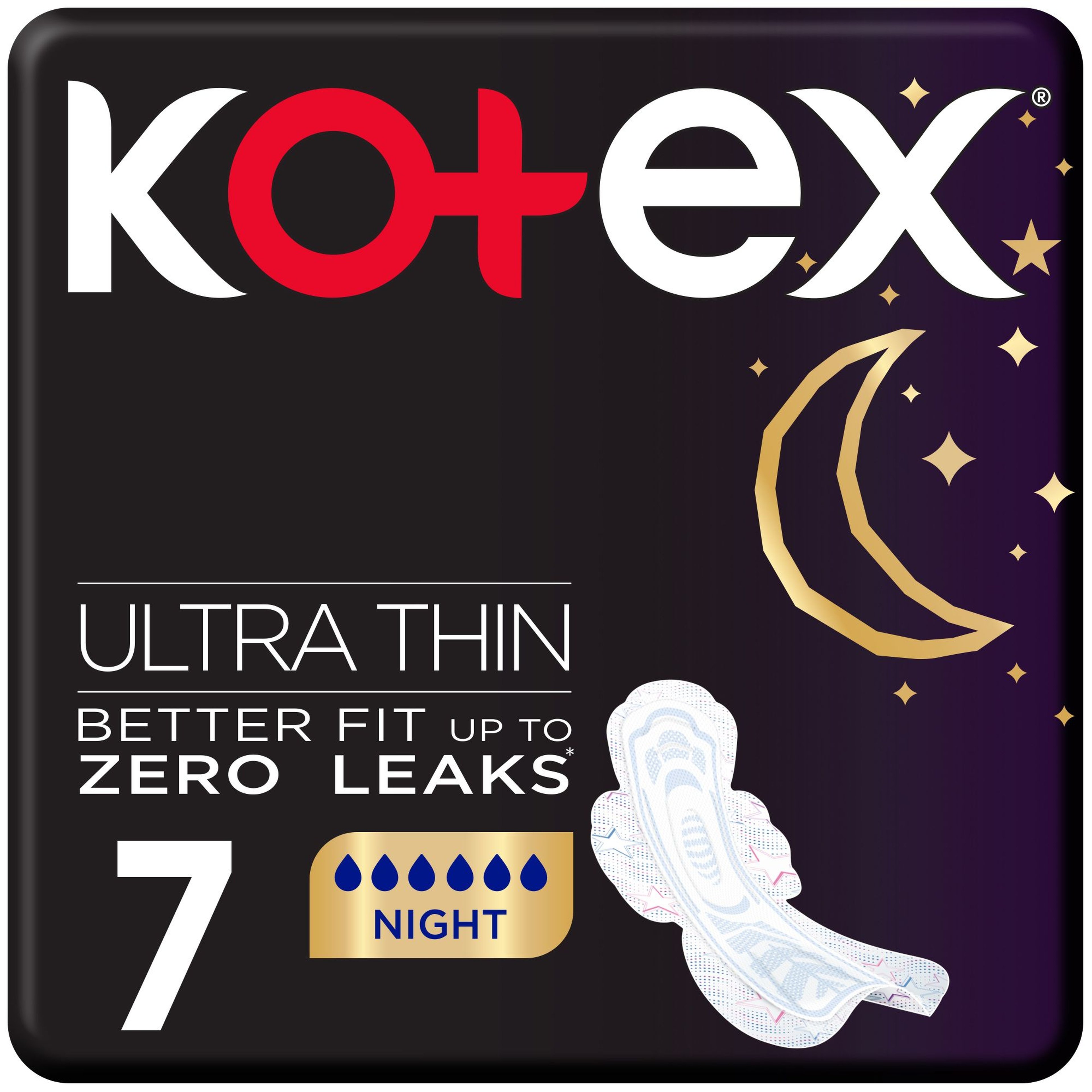 Kotex Ultra Thin Night Feminine Pads With Wings 7 Pcs