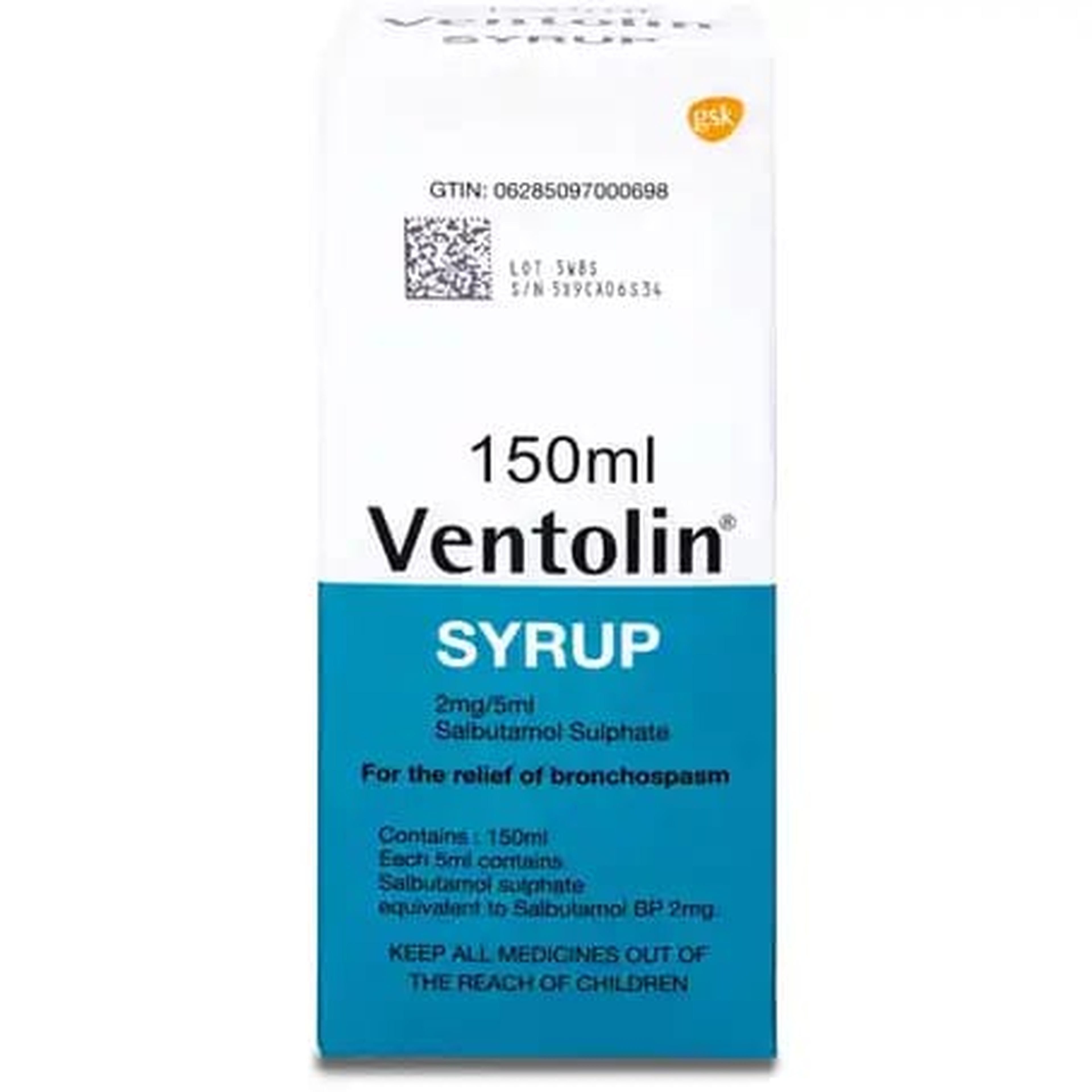 Ventolin Syrup 2Mg/5Ml 150Ml