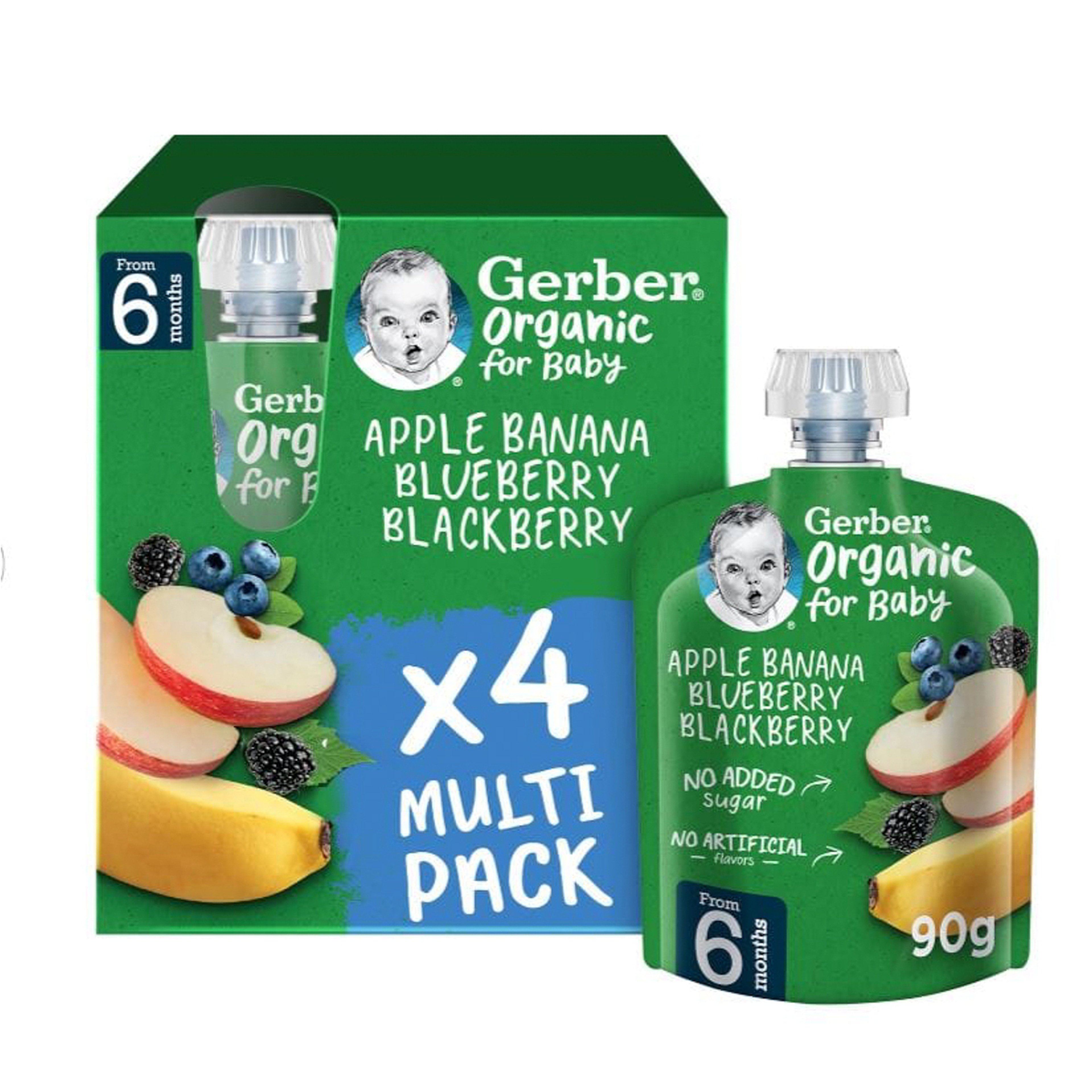 Gerber Organic Puree Apple Banana &Blueberry 90G