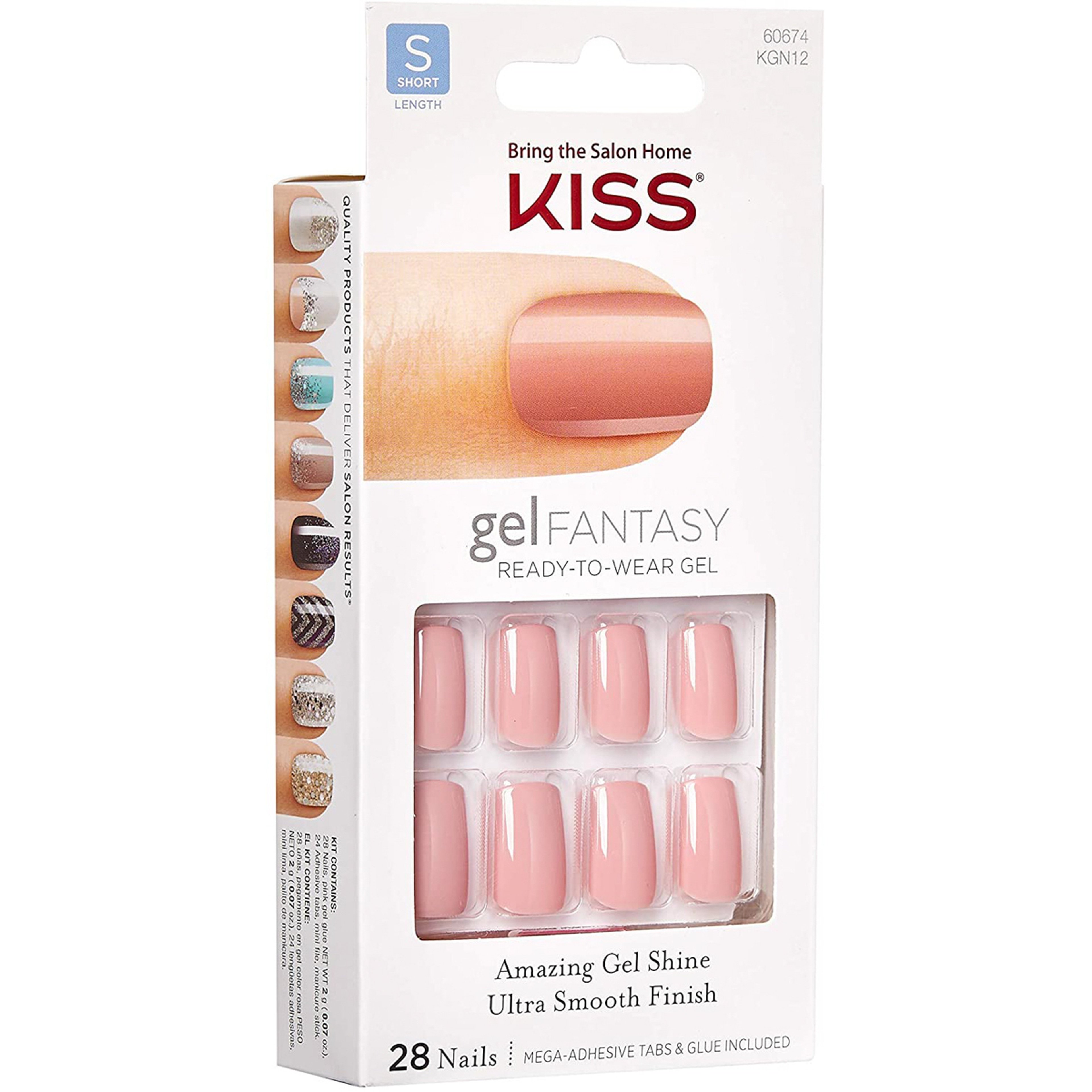 أظافر صناعية تصميم جل ذاتية اللصق - كي جي ان 12 - ريبونز