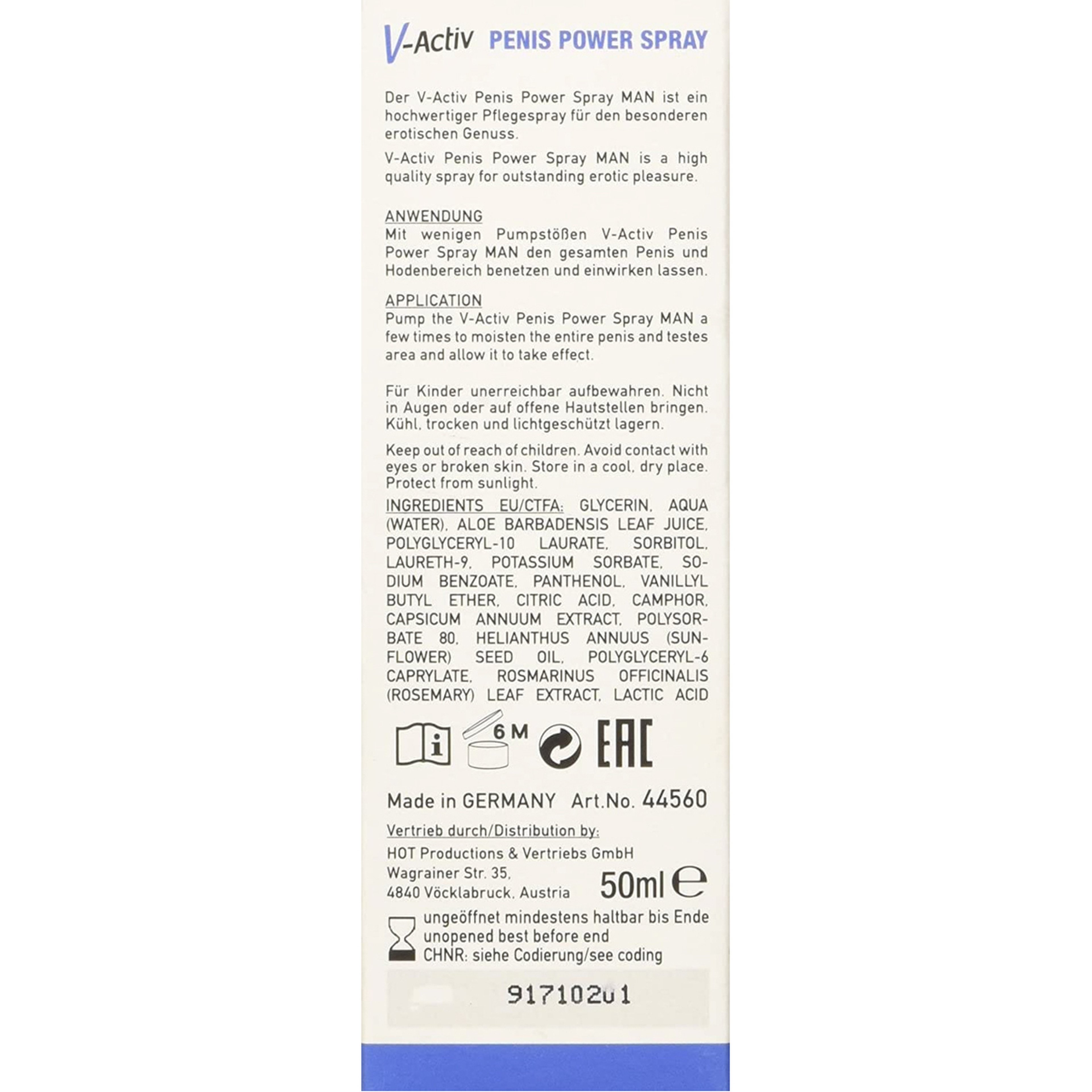 Hot V Activ Men Fast Acting Performance Booster Spray - 50 Ml