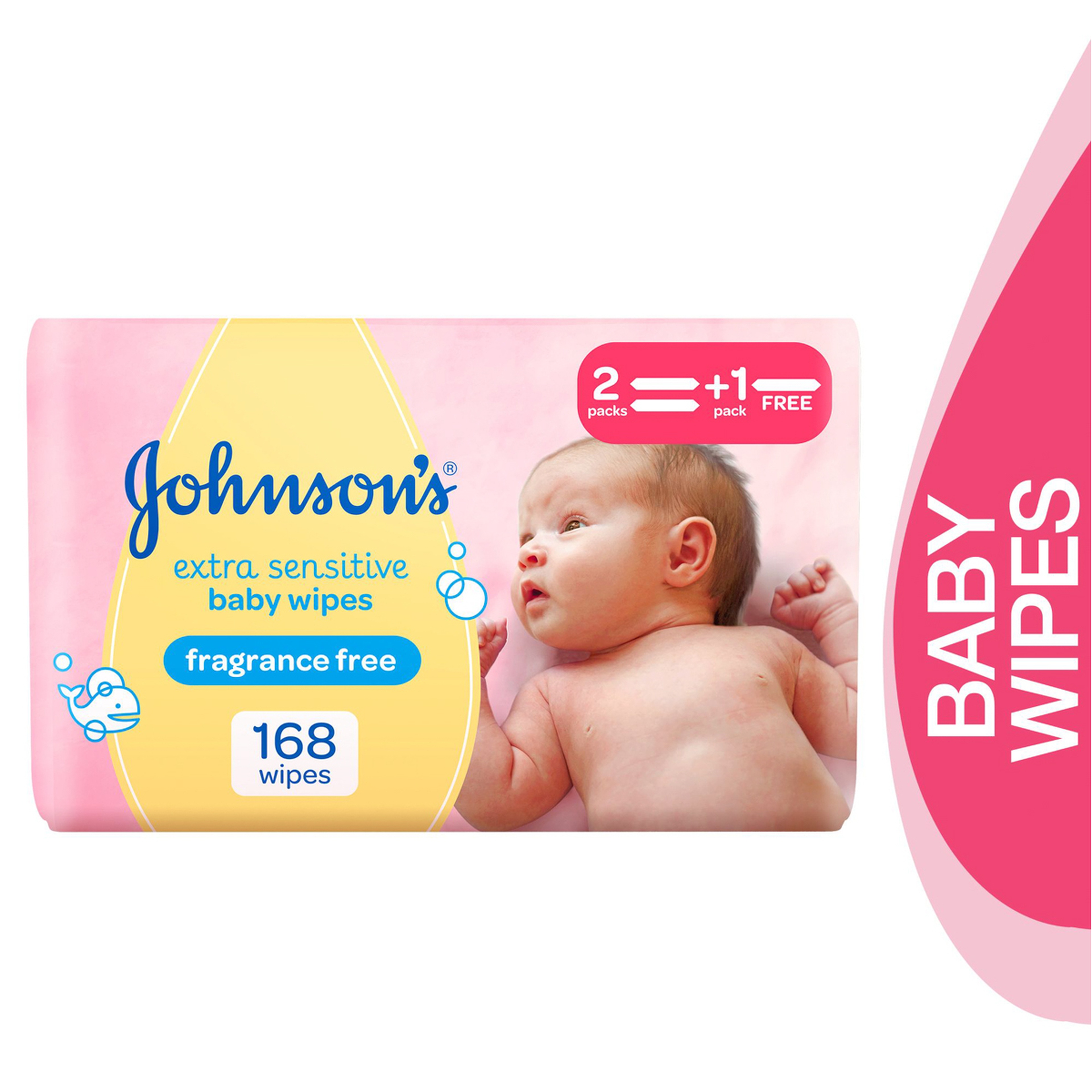 Johnson Baby Extra Sensitive Pure Water- 168 Wipes (2+1)
