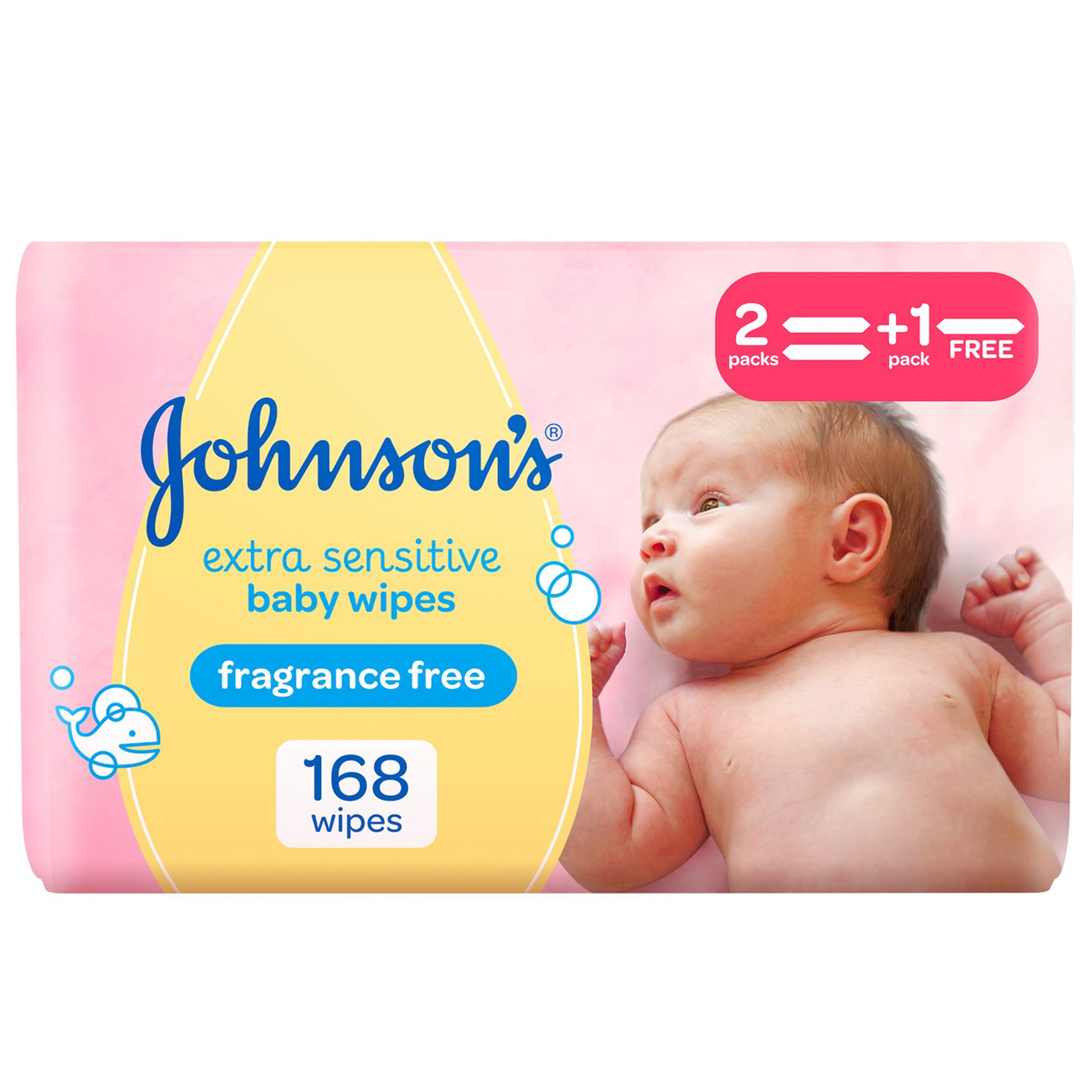 Johnson Baby Extra Sensitive Pure Water- 168 Wipes (2+1)