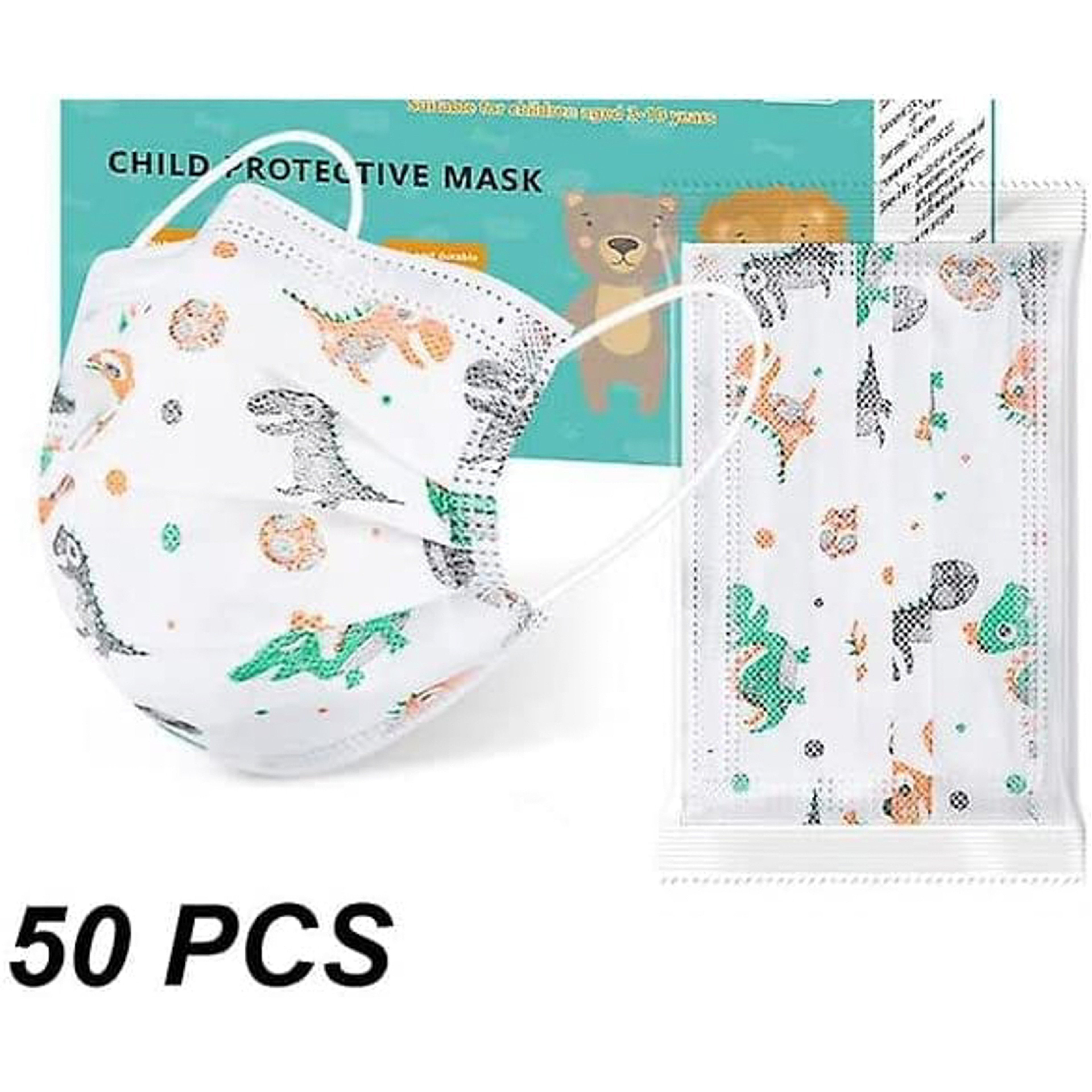 Masks For Kids 3 Layers White With A Drawing 50 Masks