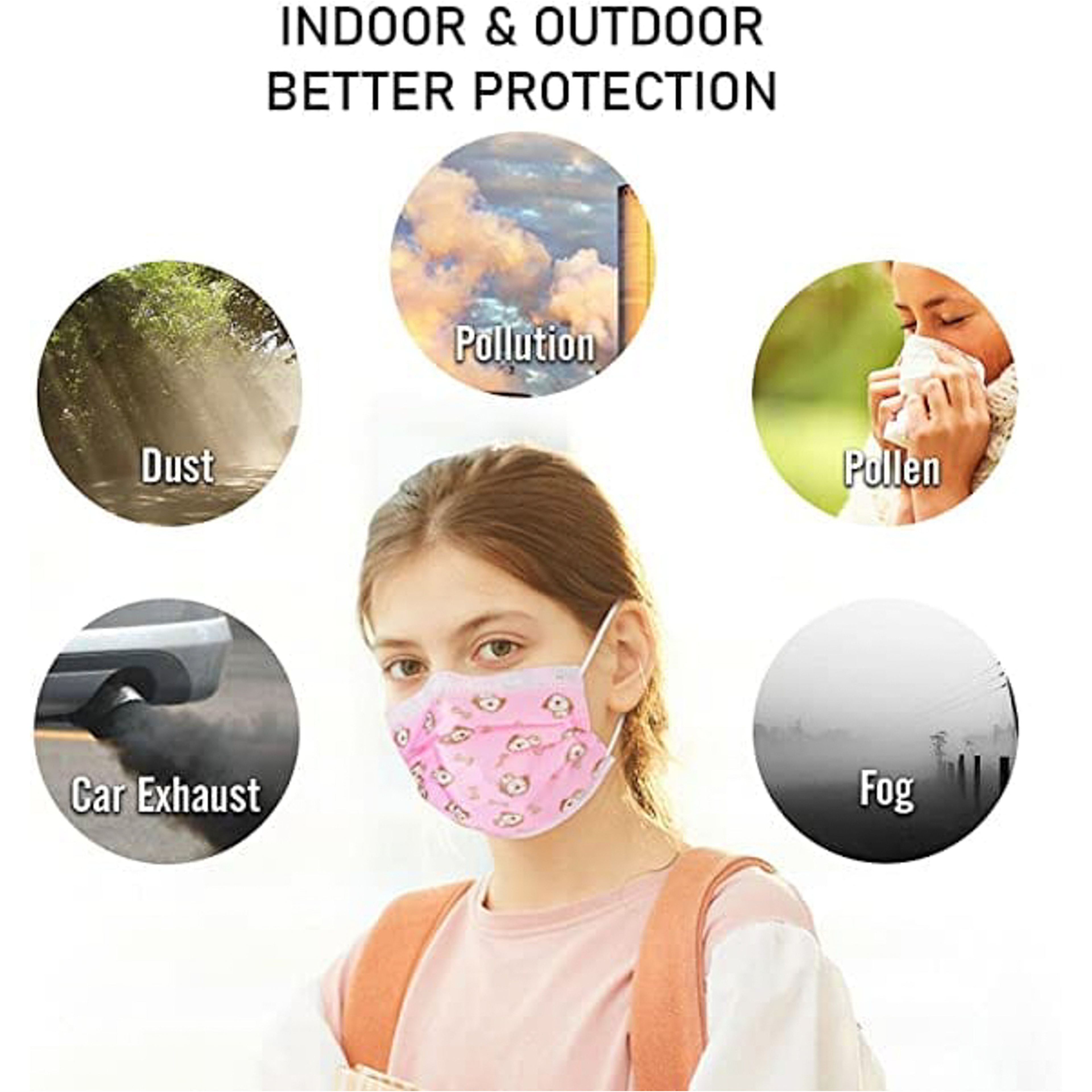 Masks For Kids 3 Layers White With A Drawing 50 Masks