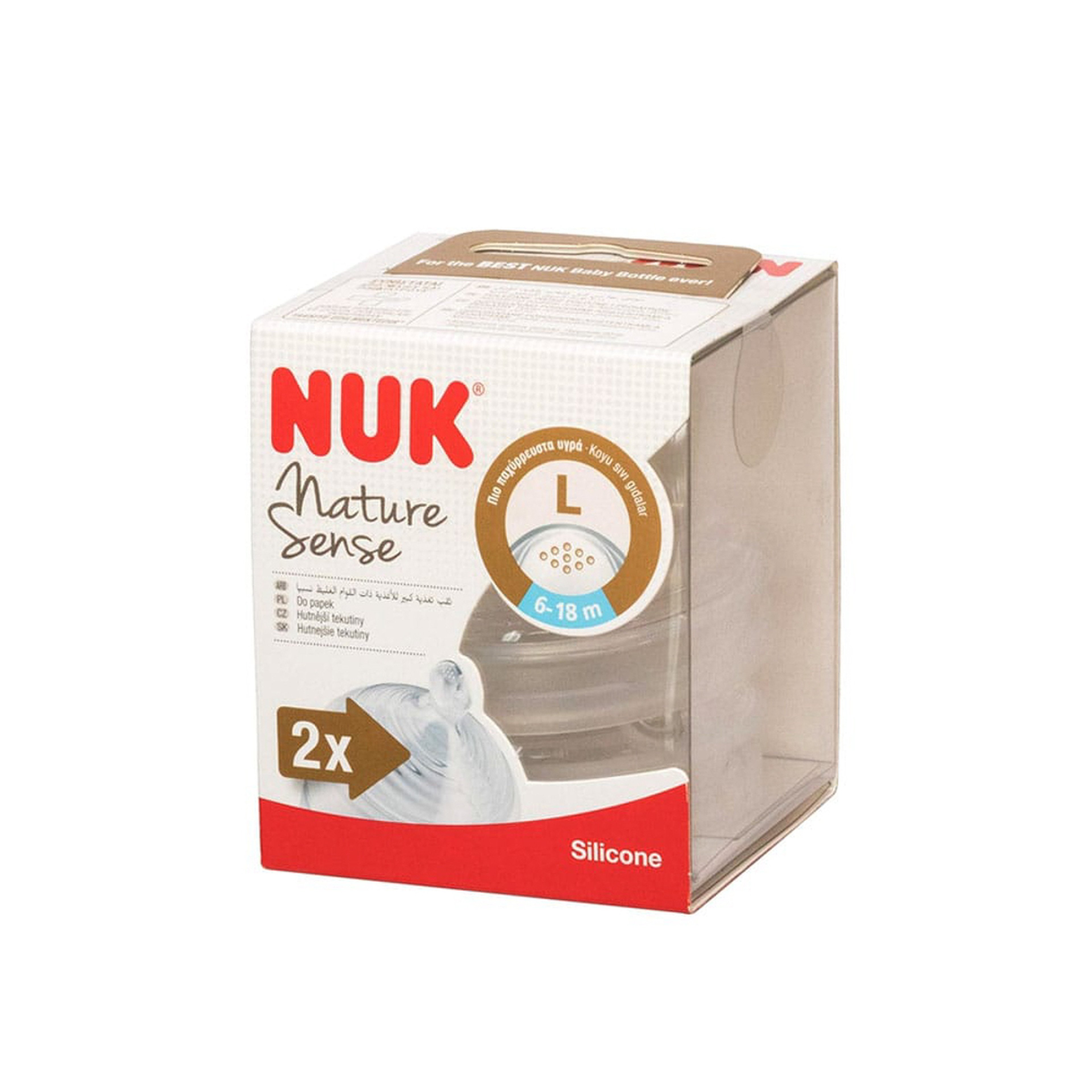 Nuk Nature Sense Silicone Teat – Large Size (6-18M) - 2 Pcs