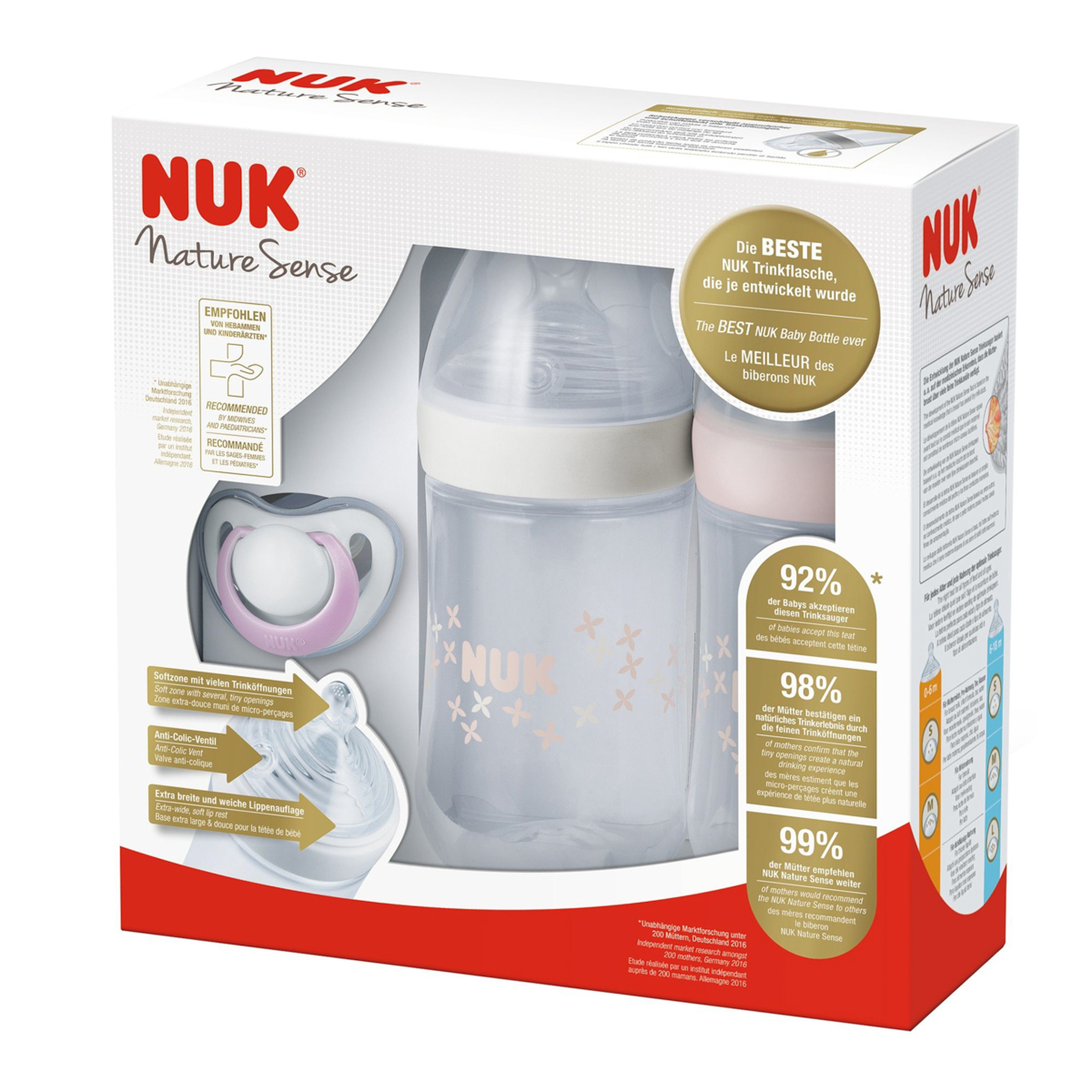 Nuk Nature Sense Set Of 2 Plastic Bottles 1Dummies 260Ml -Pink