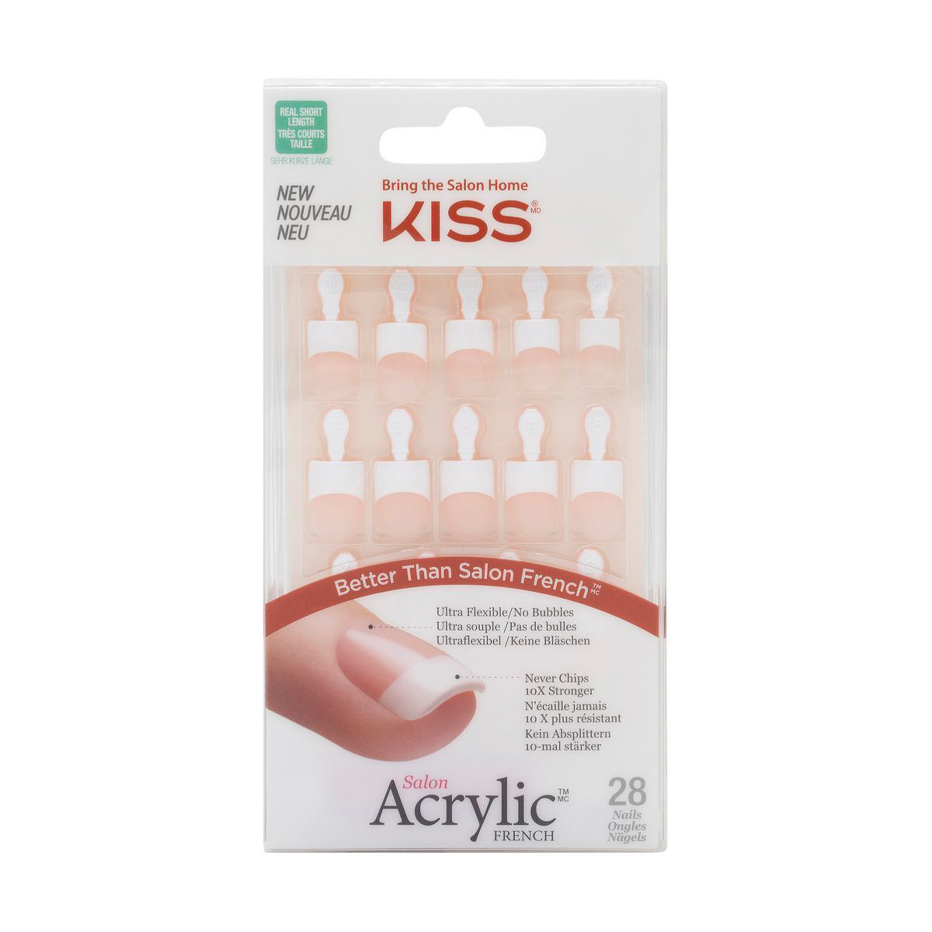 أظافر صناعية اكريليك فرنسية الشكل - 28 حبة