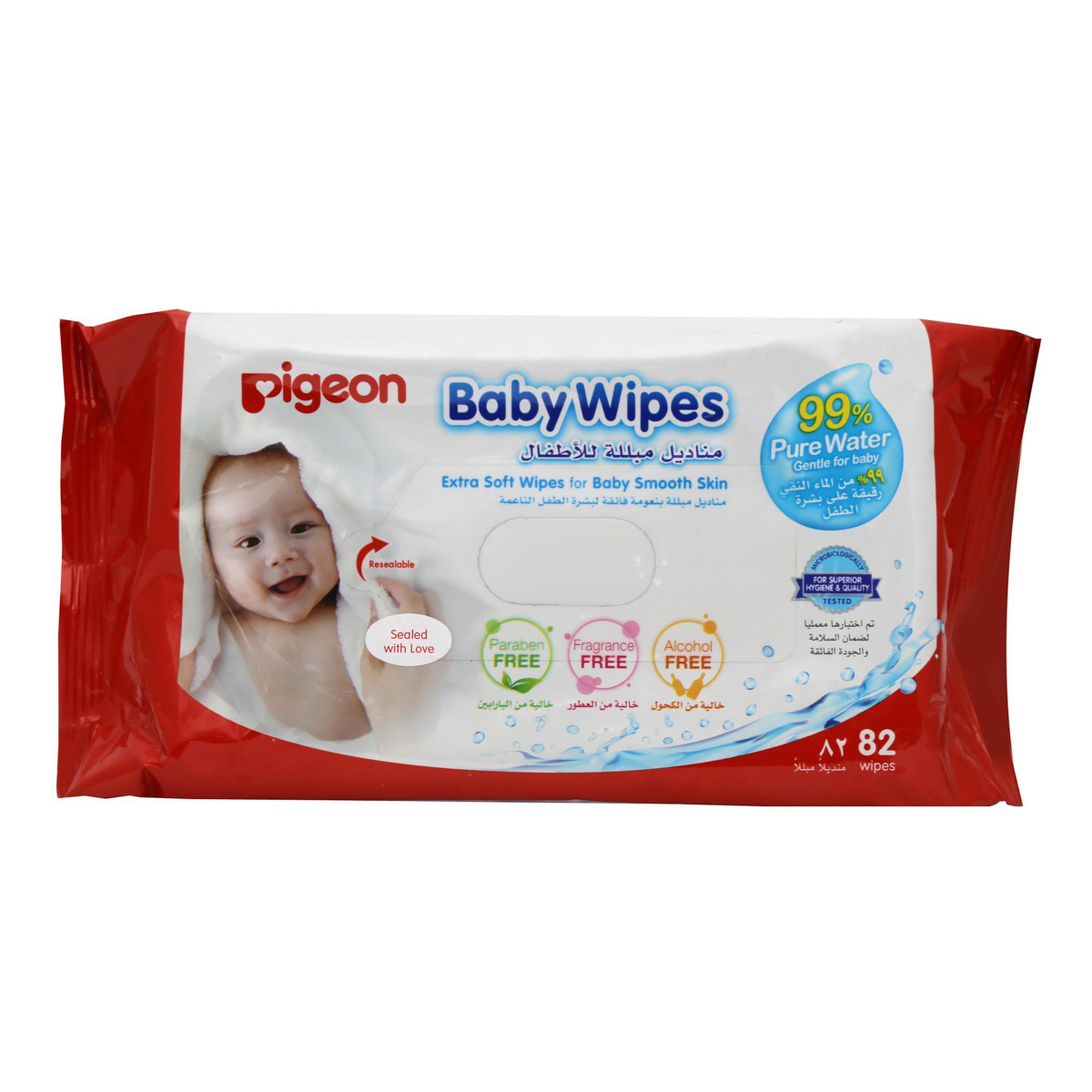 Pigeon 100% Pure Water Baby Wipes 82 Wipes