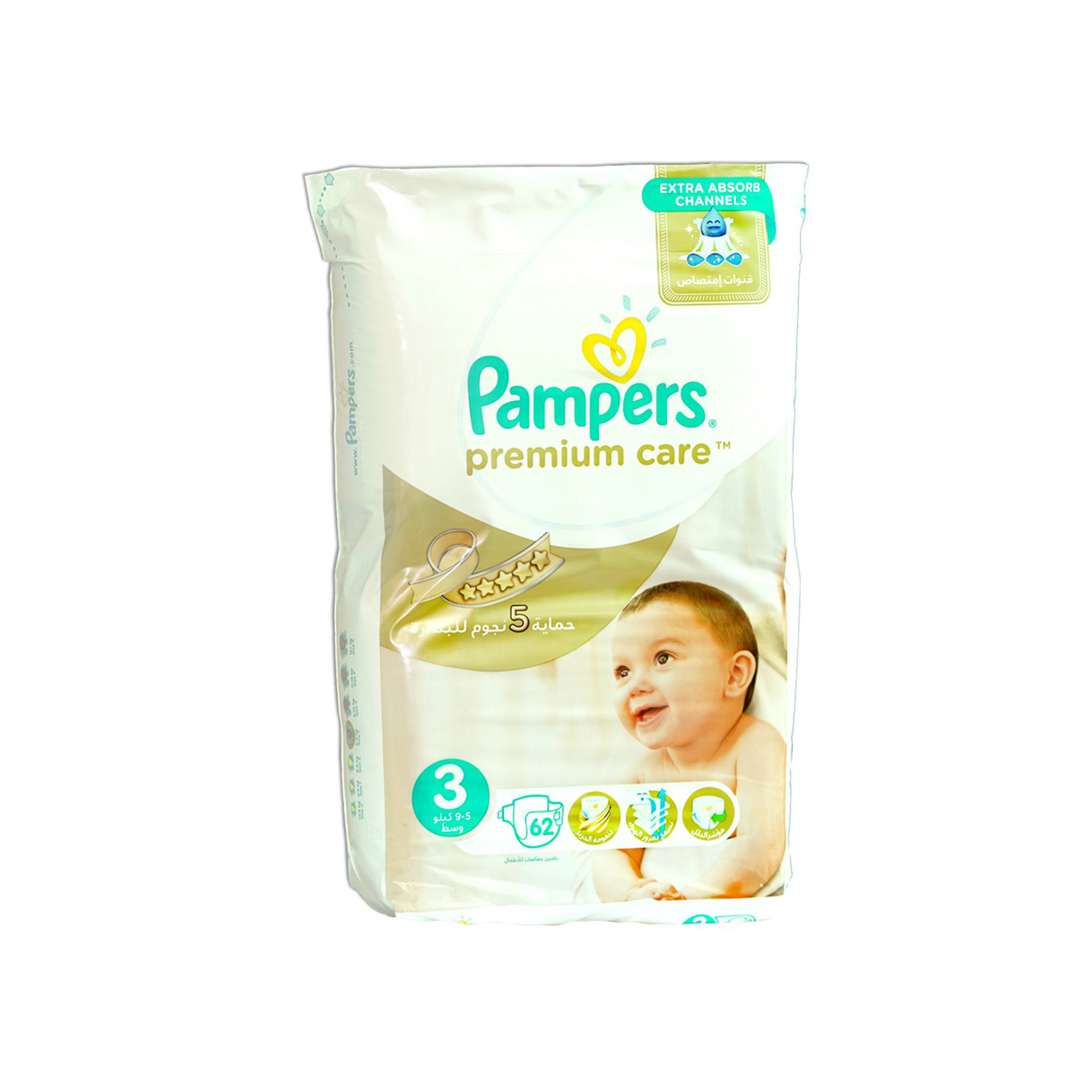 Pampers Premium Care Diapers, Size 3 (6-10Kg)