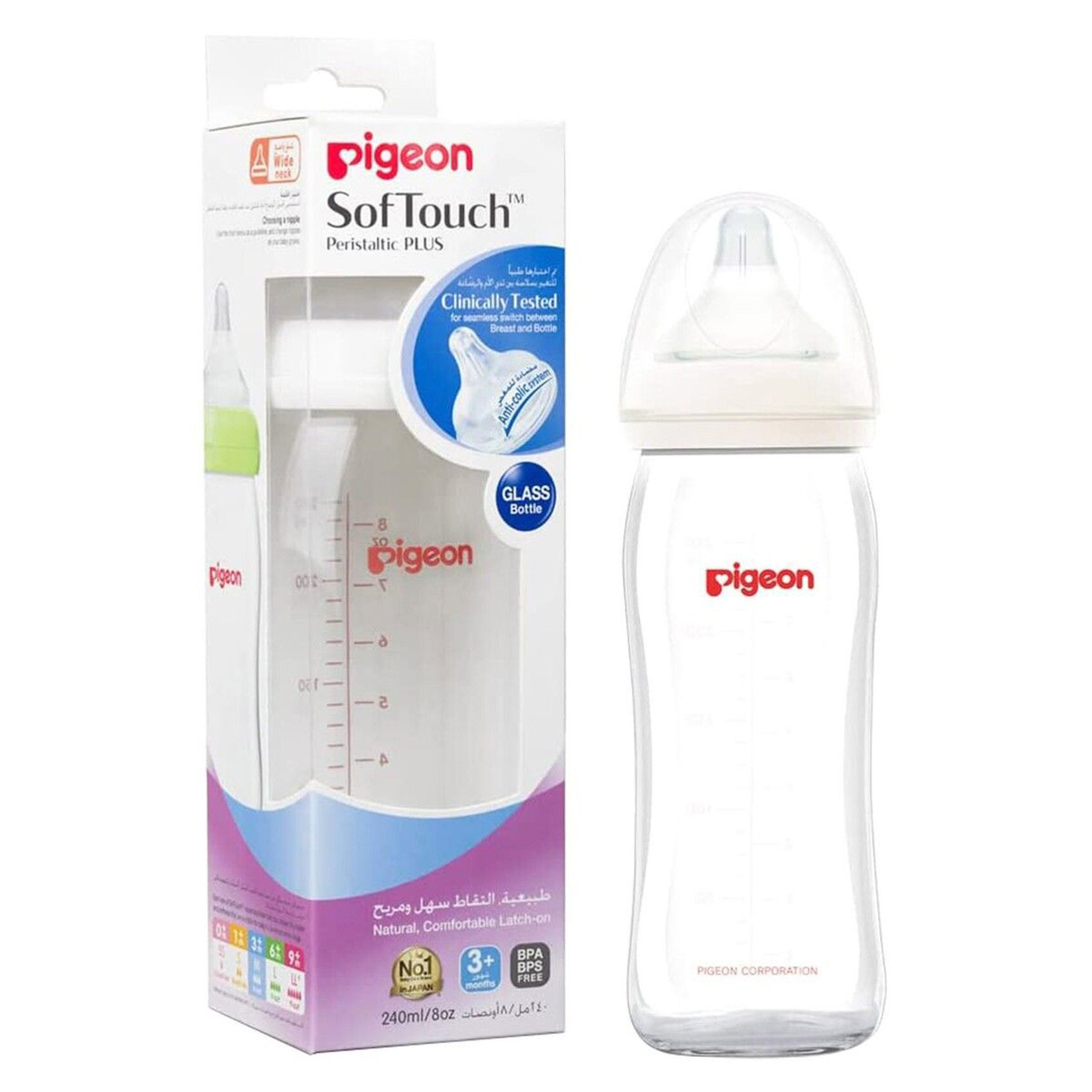 Pigeon Softouch Wide Neck Nursing Glass Bottle