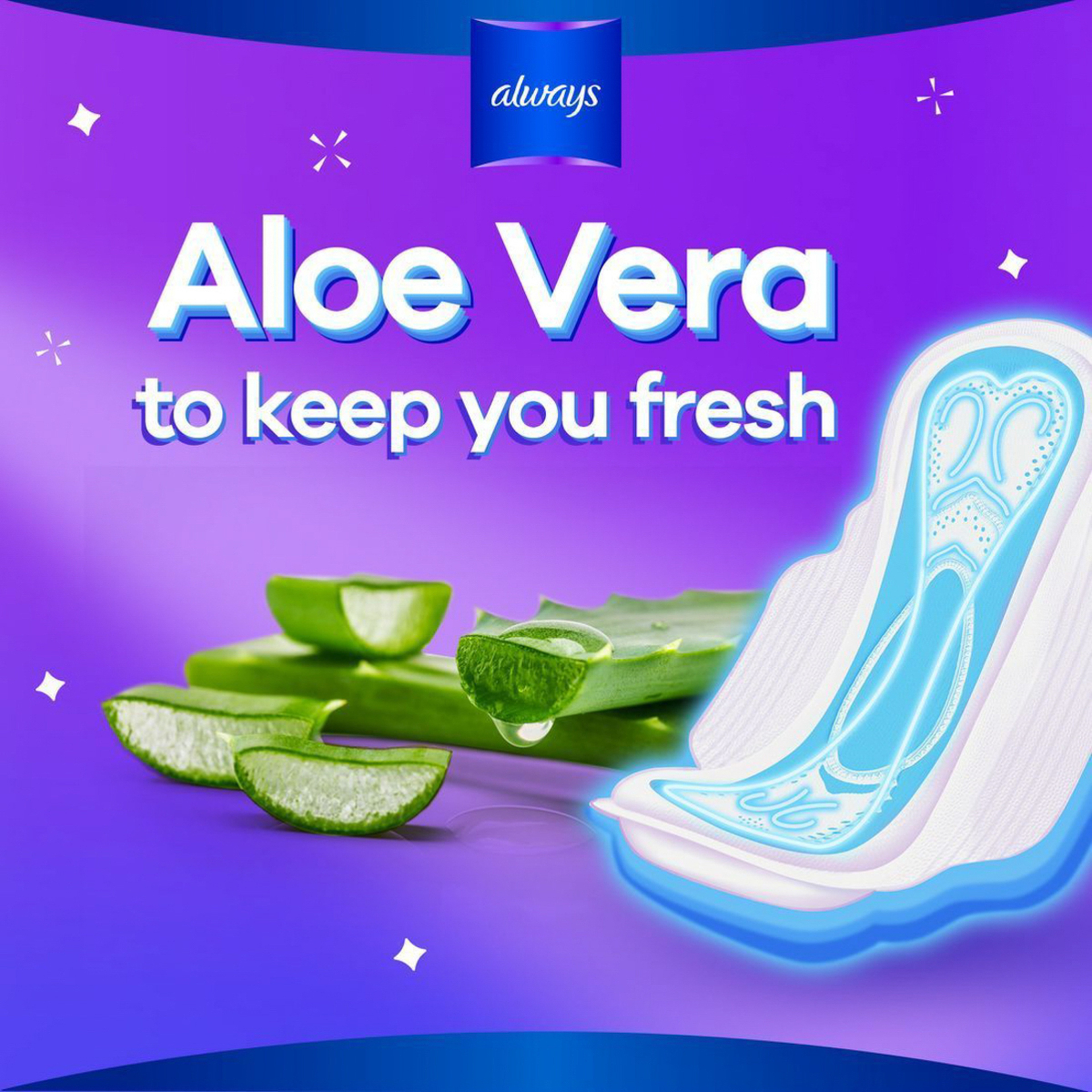 Always Aloe Cool Pads For Light Days, 10 Long Maxi Thick Pads