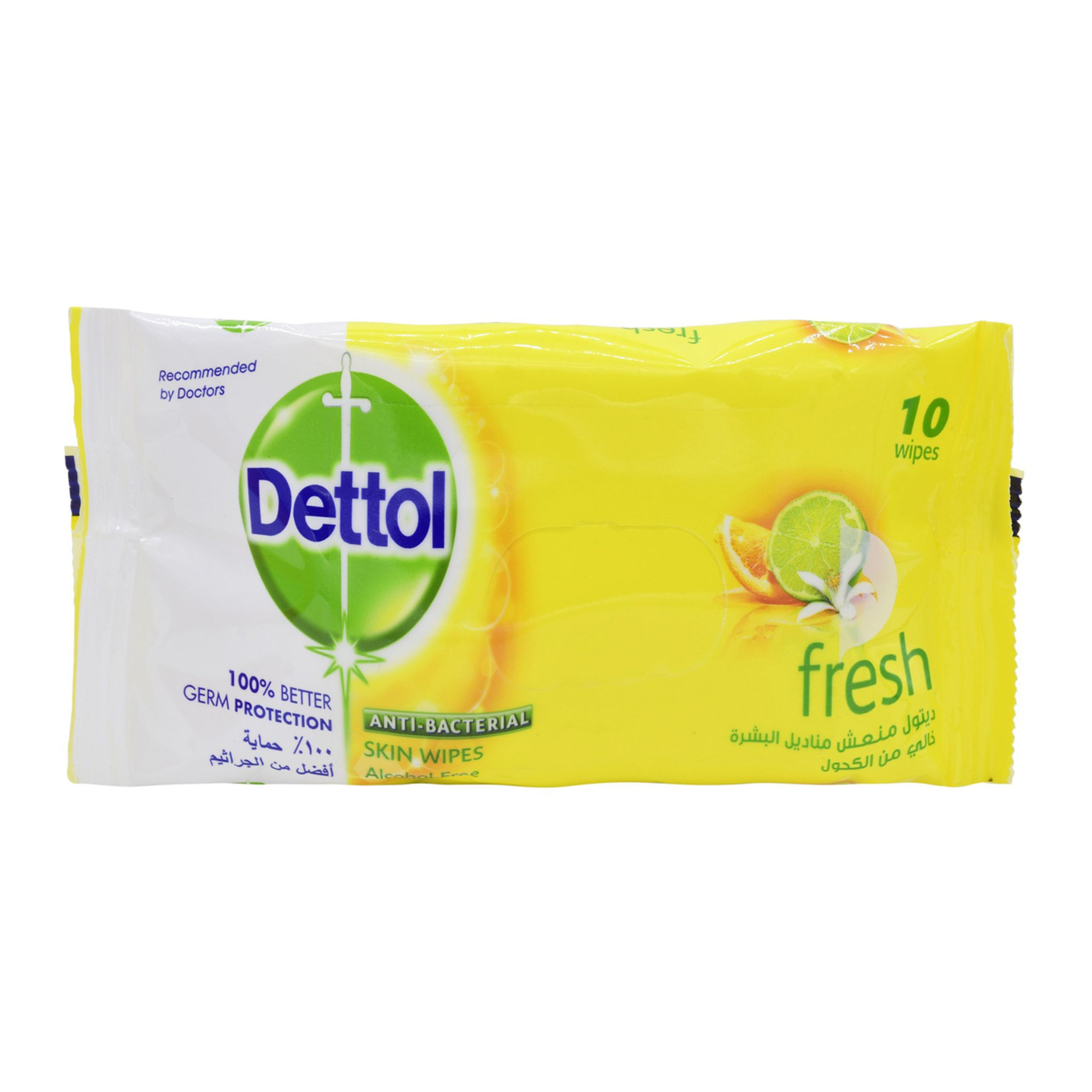 مناديل مبللة مضادة للبكتيريا برائحة منعشة - 10 منديل