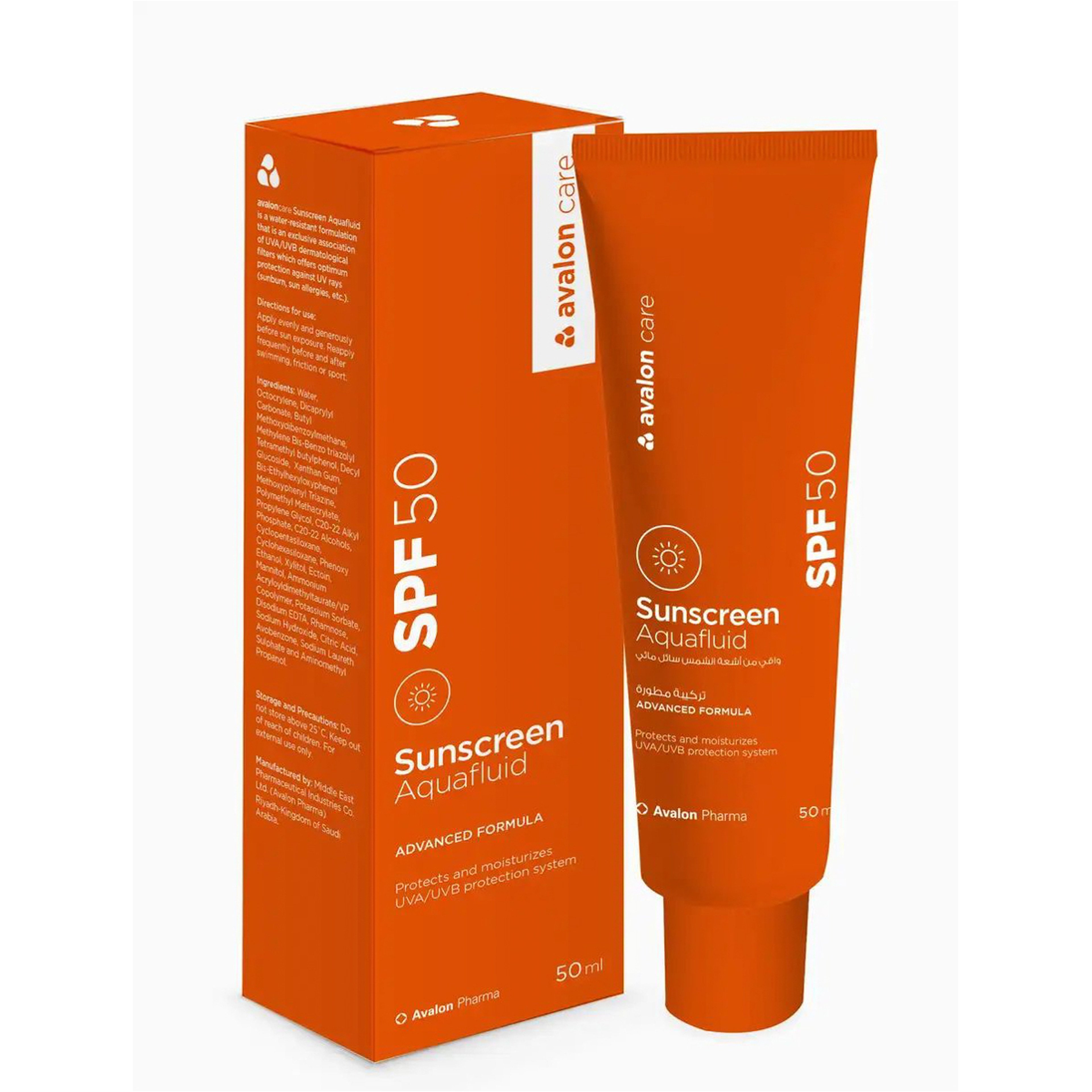Avalon Pharma Sunscreen Water Based Fluid Spf50 -50 Ml