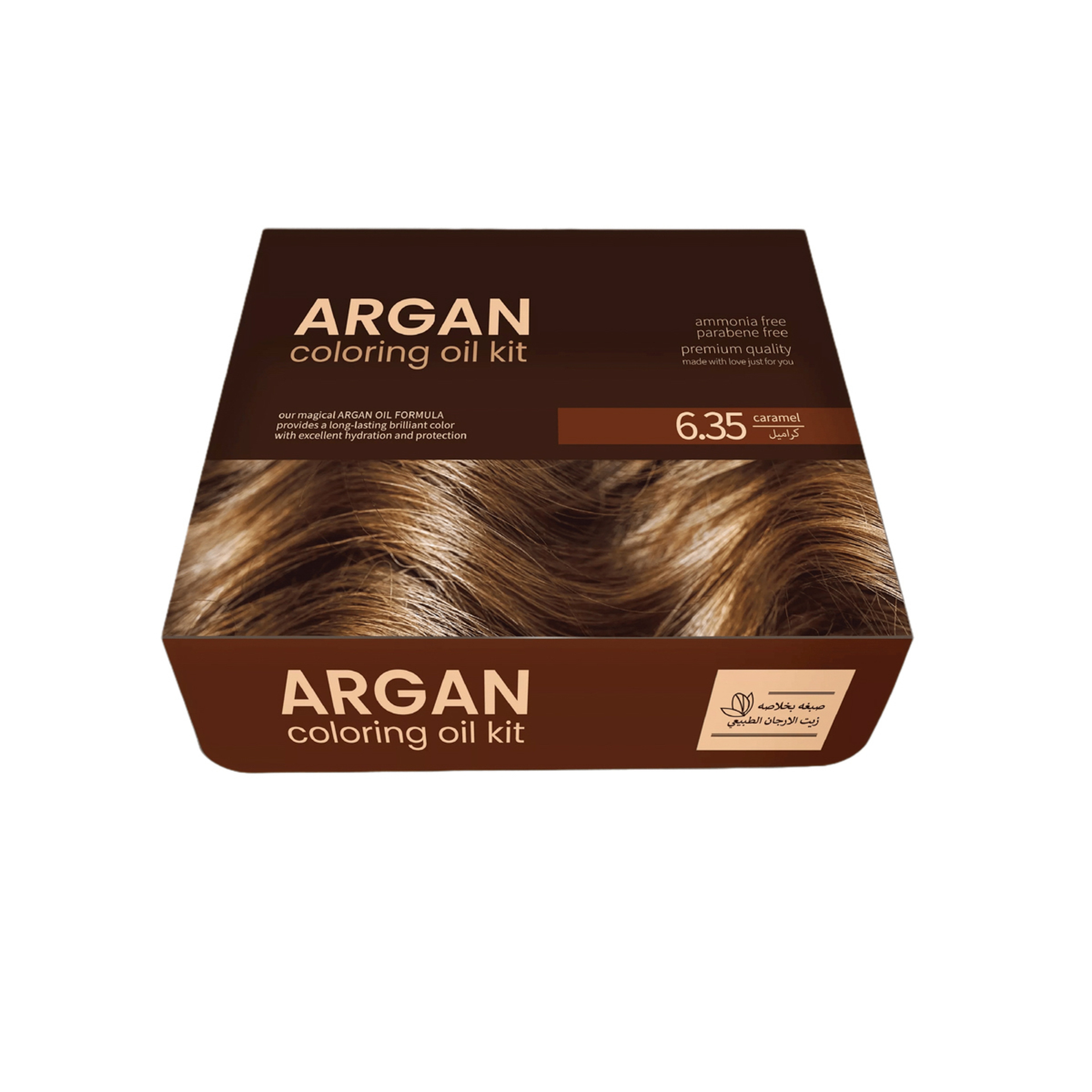 Argan Hair Coloring Oil Kit / Caramel 6.35