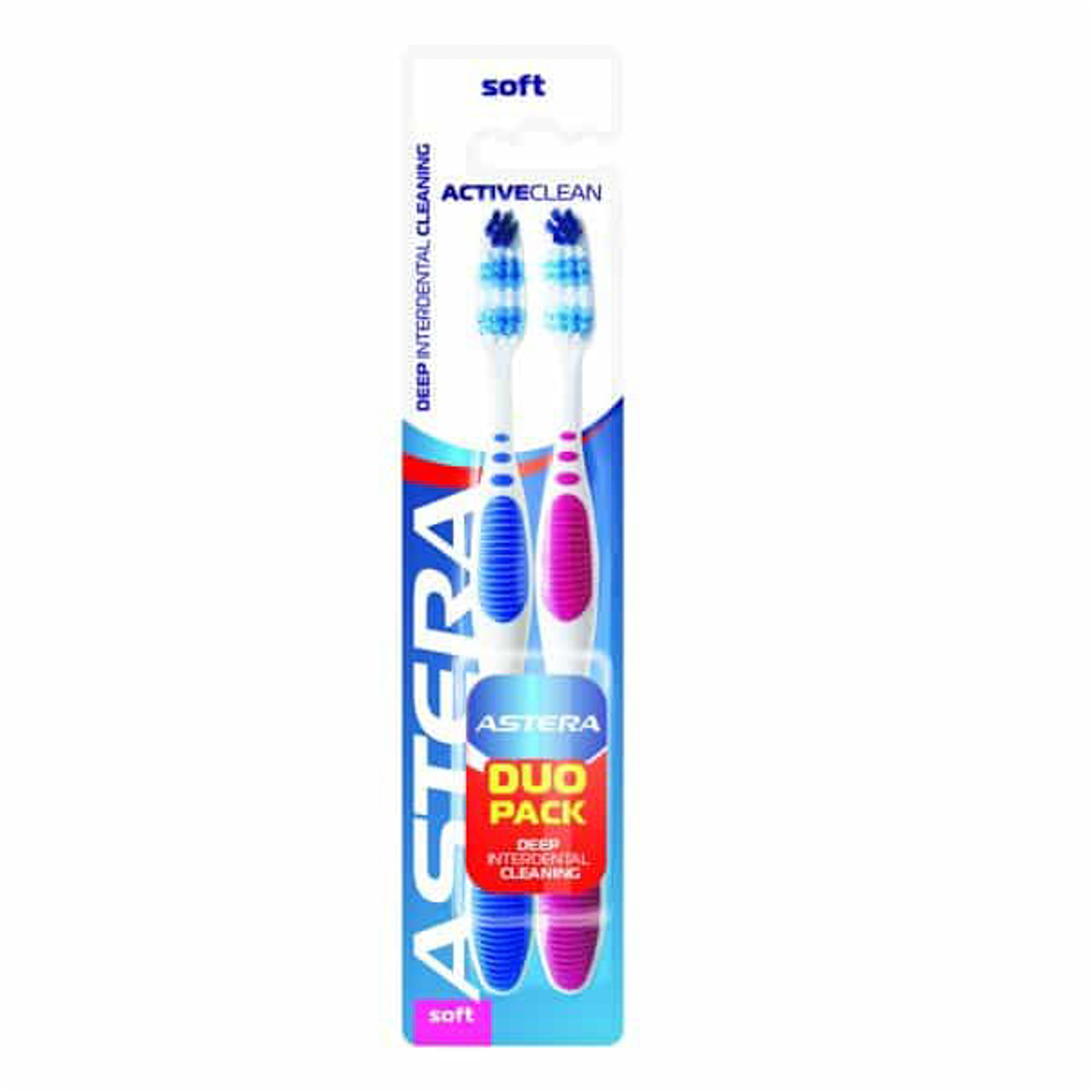 استيرا فرشاة اسنان اكتيف كلين متوسطة 1+1