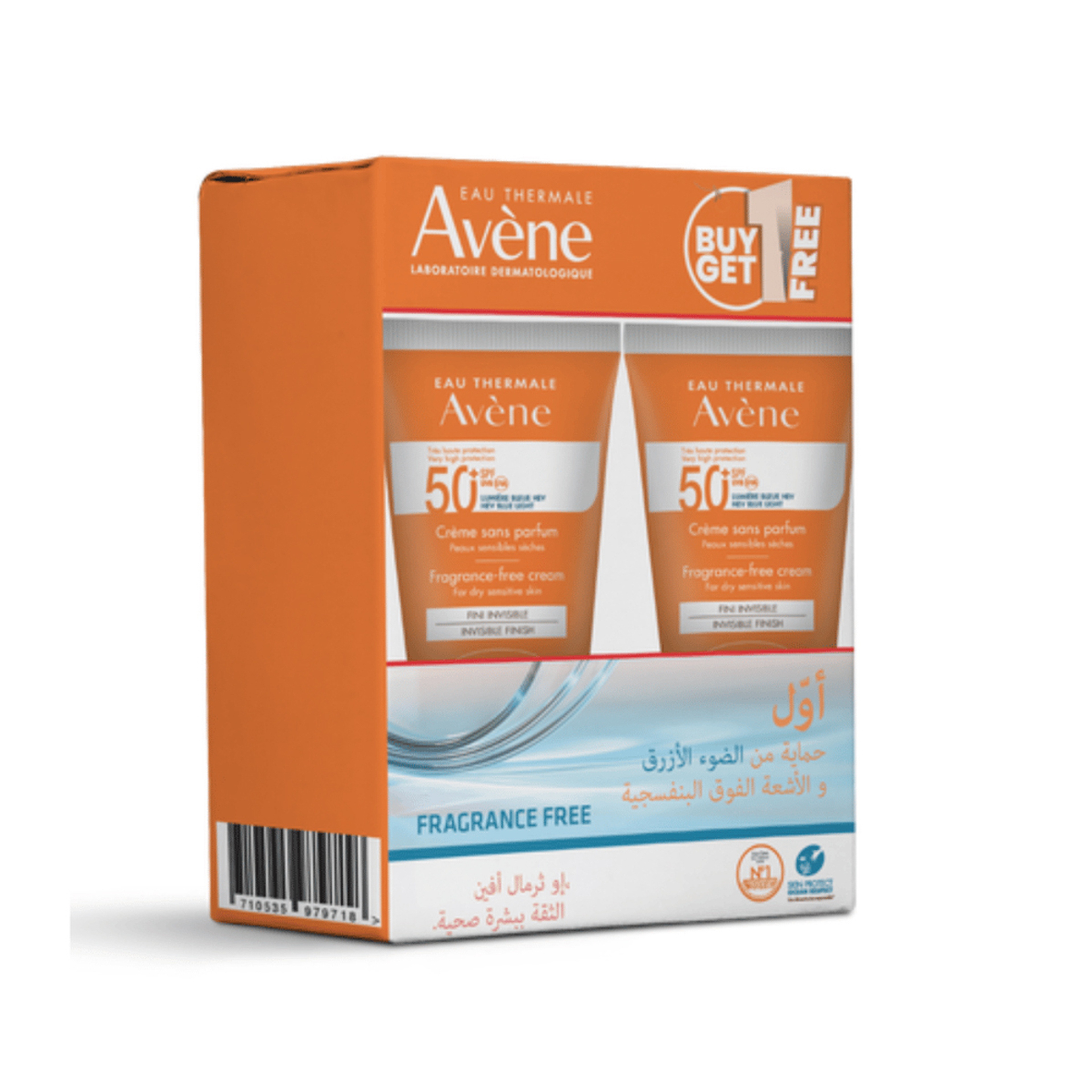 Avene Sun Block Fluid Spf 50+ Fragrance Free Kit(1+1)50 Ml