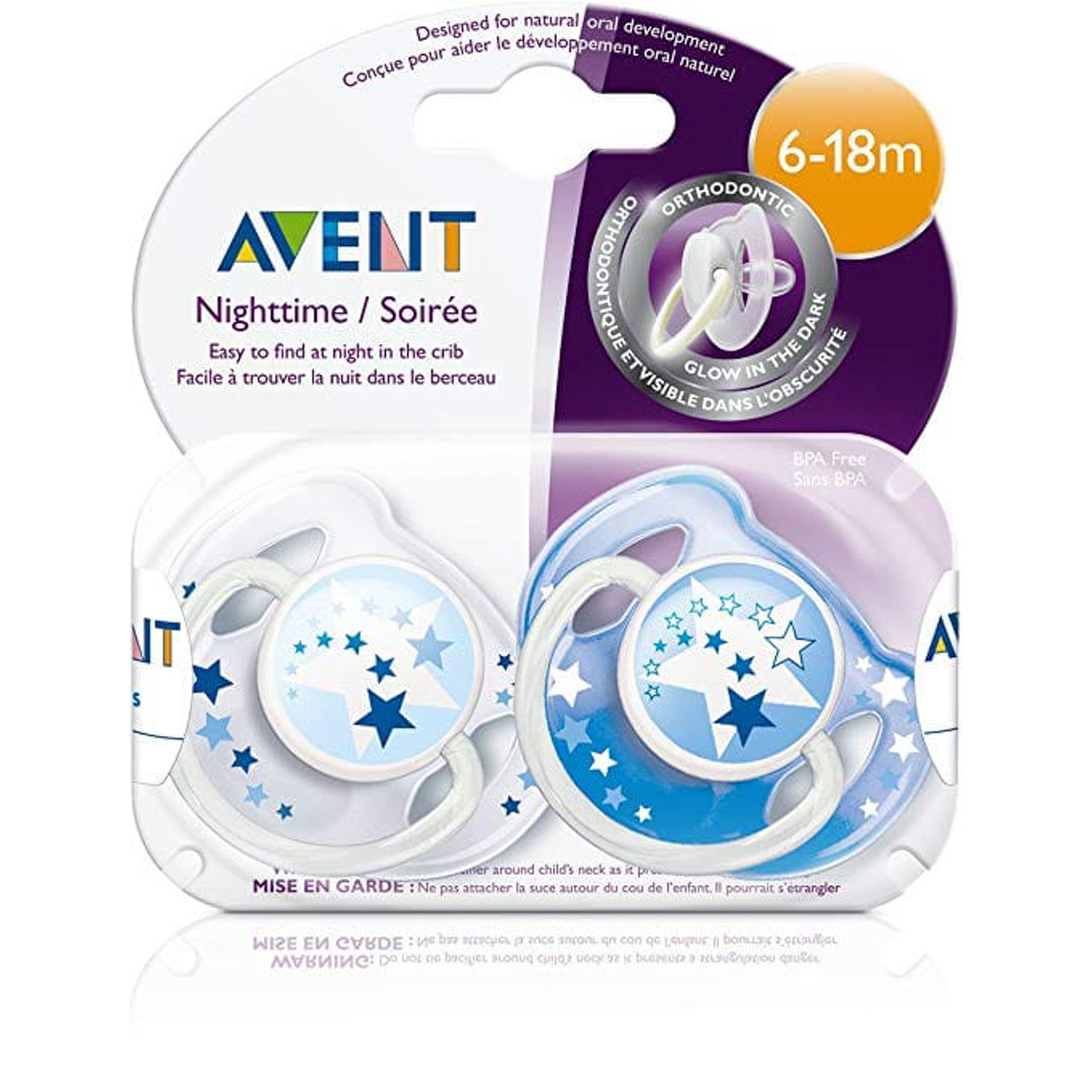 Avent Night Soother - 6-18M (Stars) X2