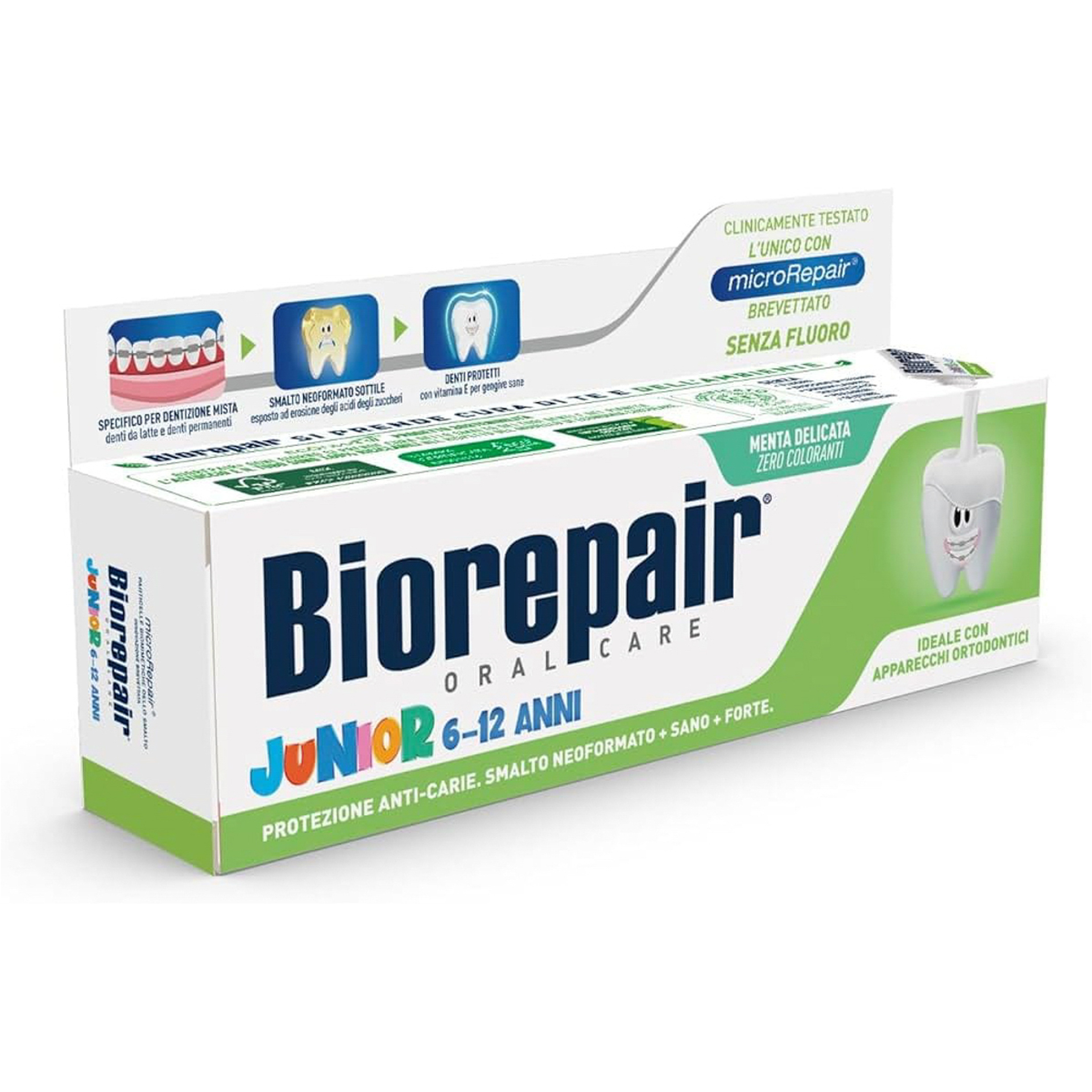 Biorepair Toothpaste 6-12 Y Toothpaste Refreshing Mint Taste, 75 Ml