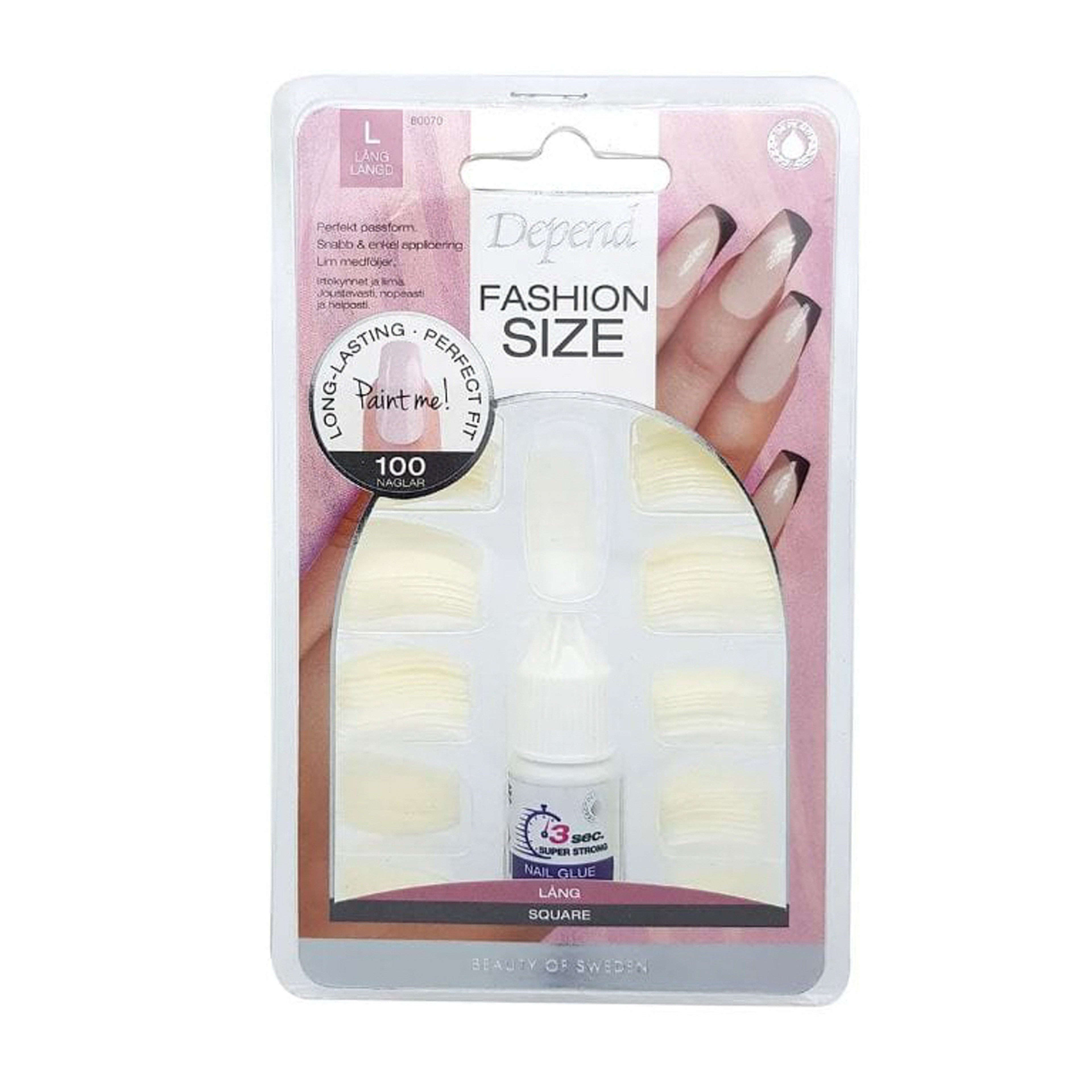 ديبند أظافر فاشون لوك مربع كبير ابيض 100 حبه