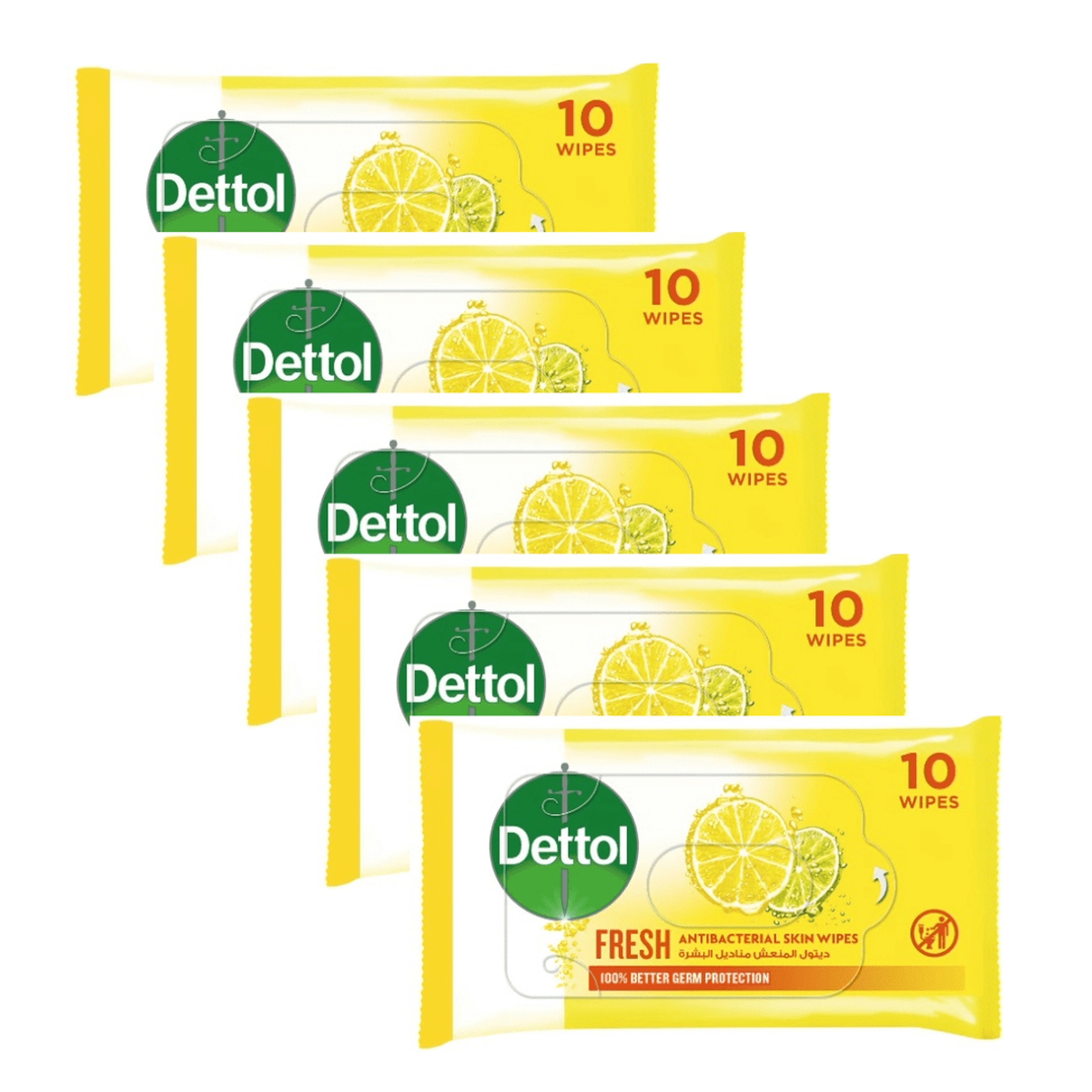 ديتول مناديل مبللة مضادة للبكتريا منعشة 5 × عدد 10