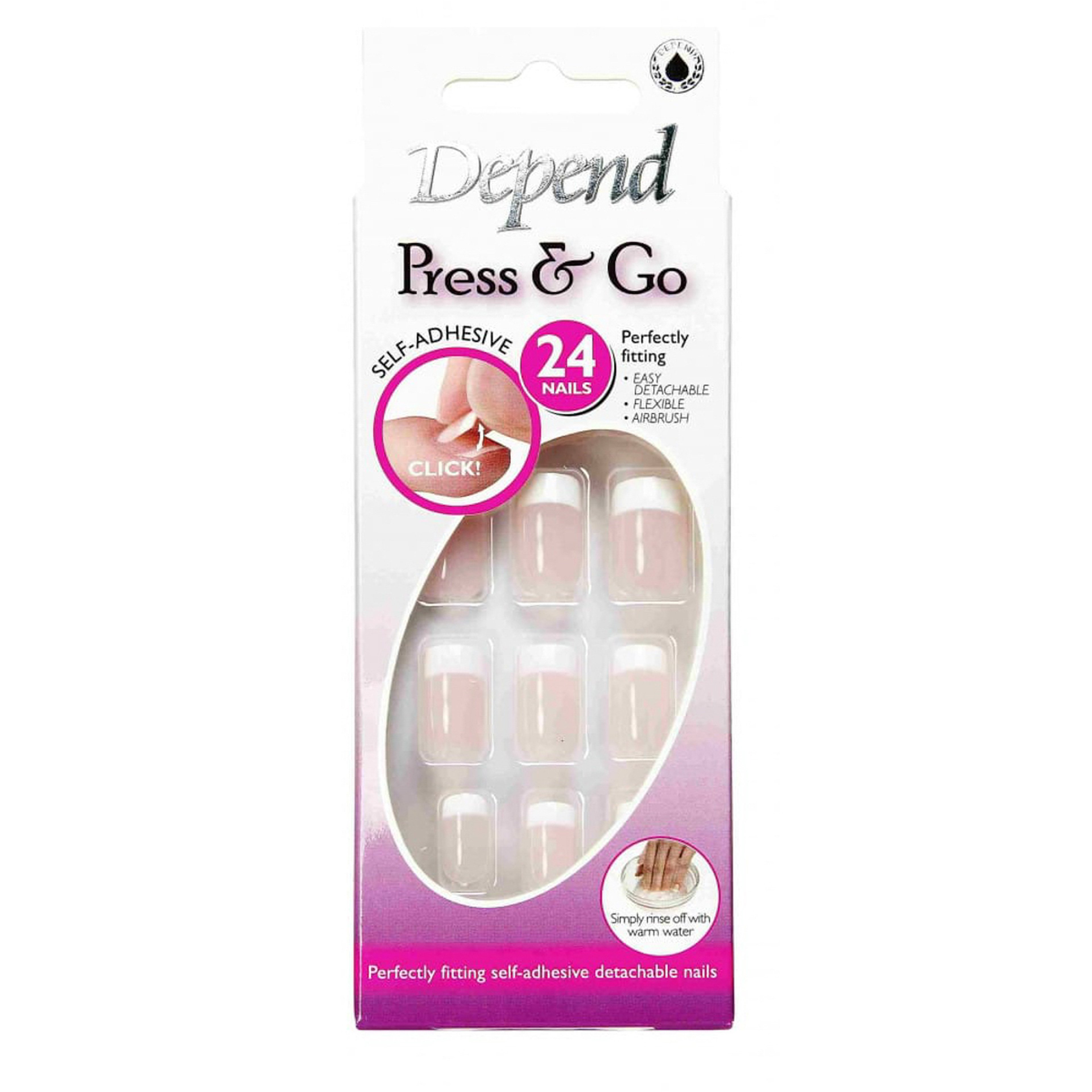 ديبند اظافر اصطناعية لاصق فورى مربع وردي فاتح