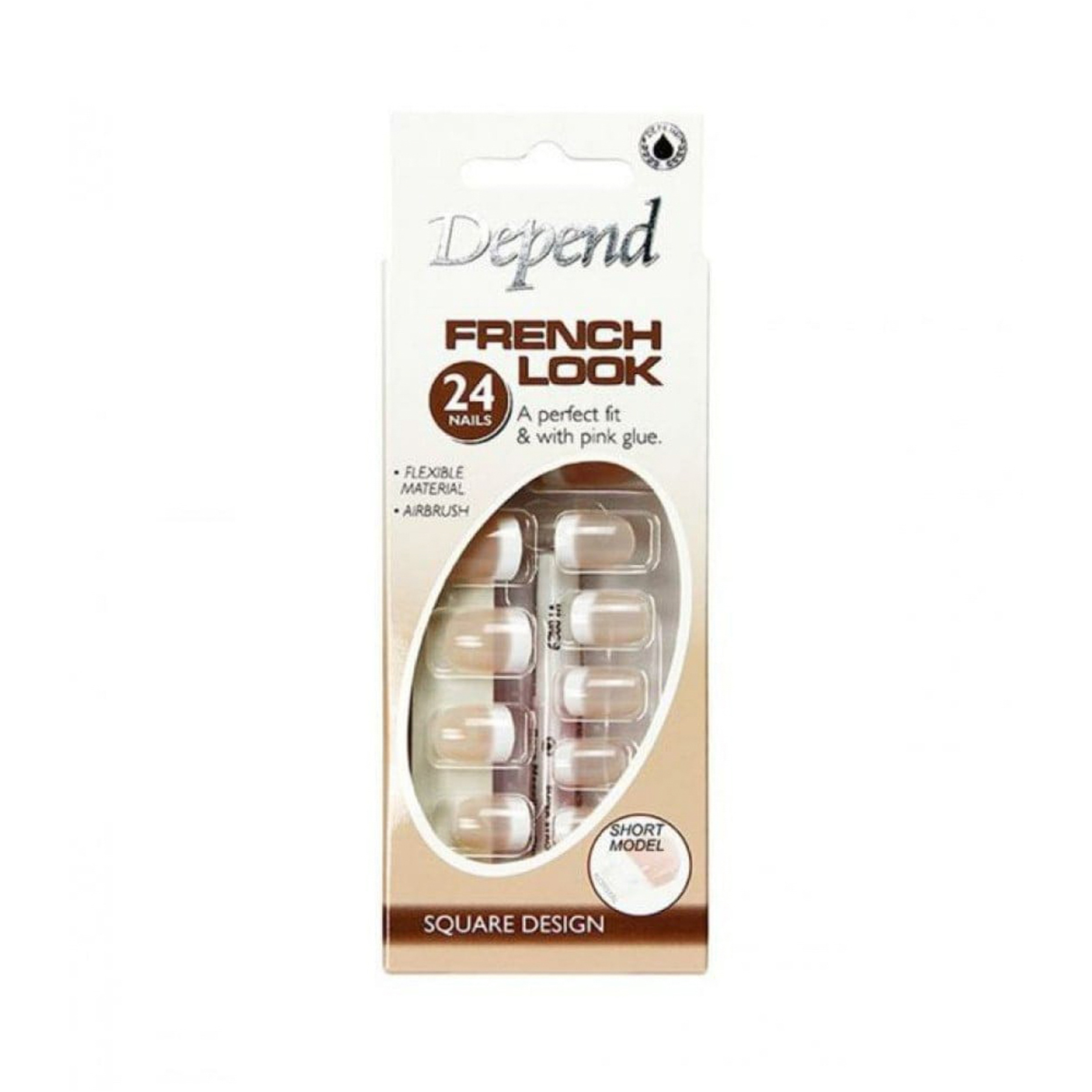 ديبند أظافر صناعية فرنش لوك مربع قصير بيج