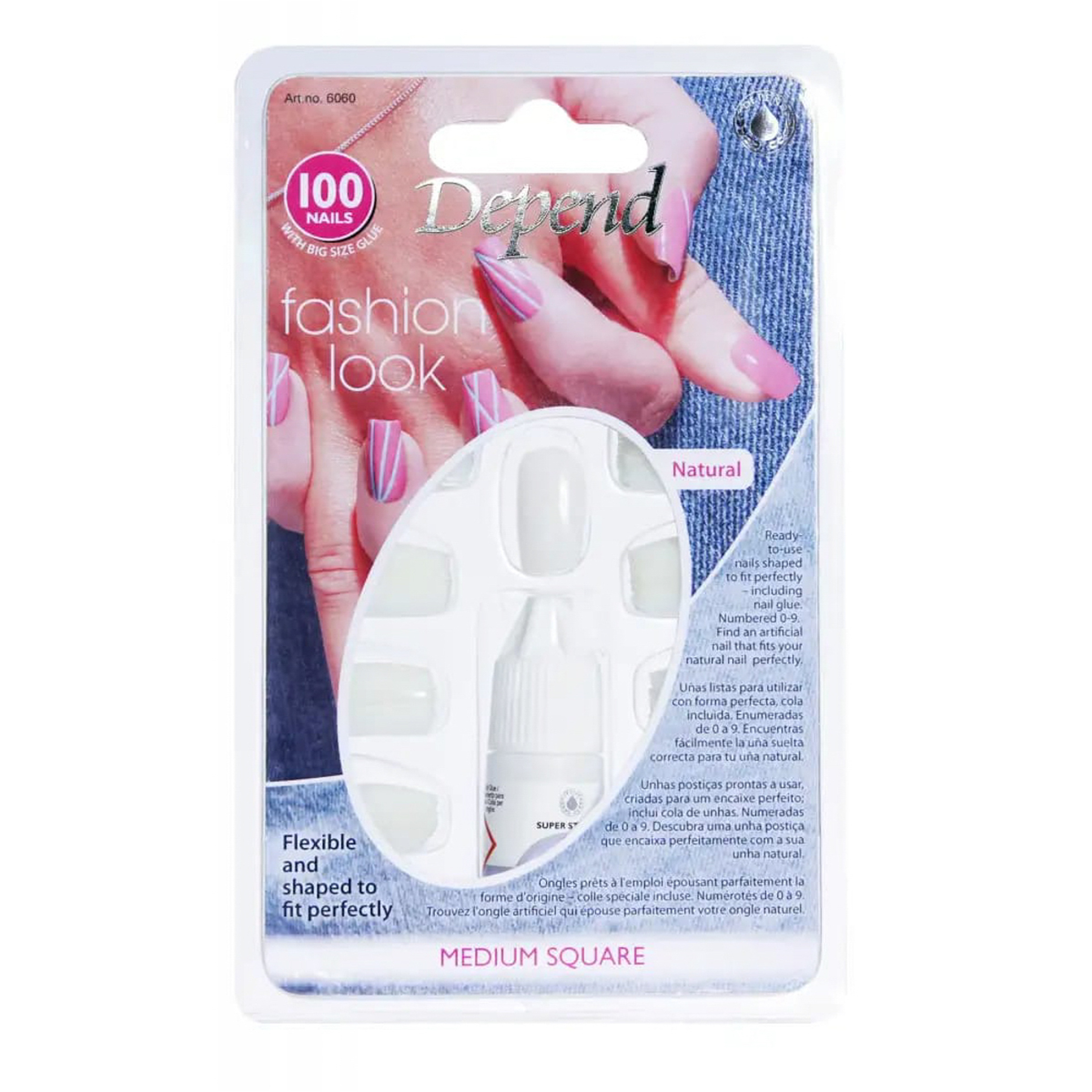 ديبند أظافر فاشون لوك مربع وسط ابيض 100 حبه