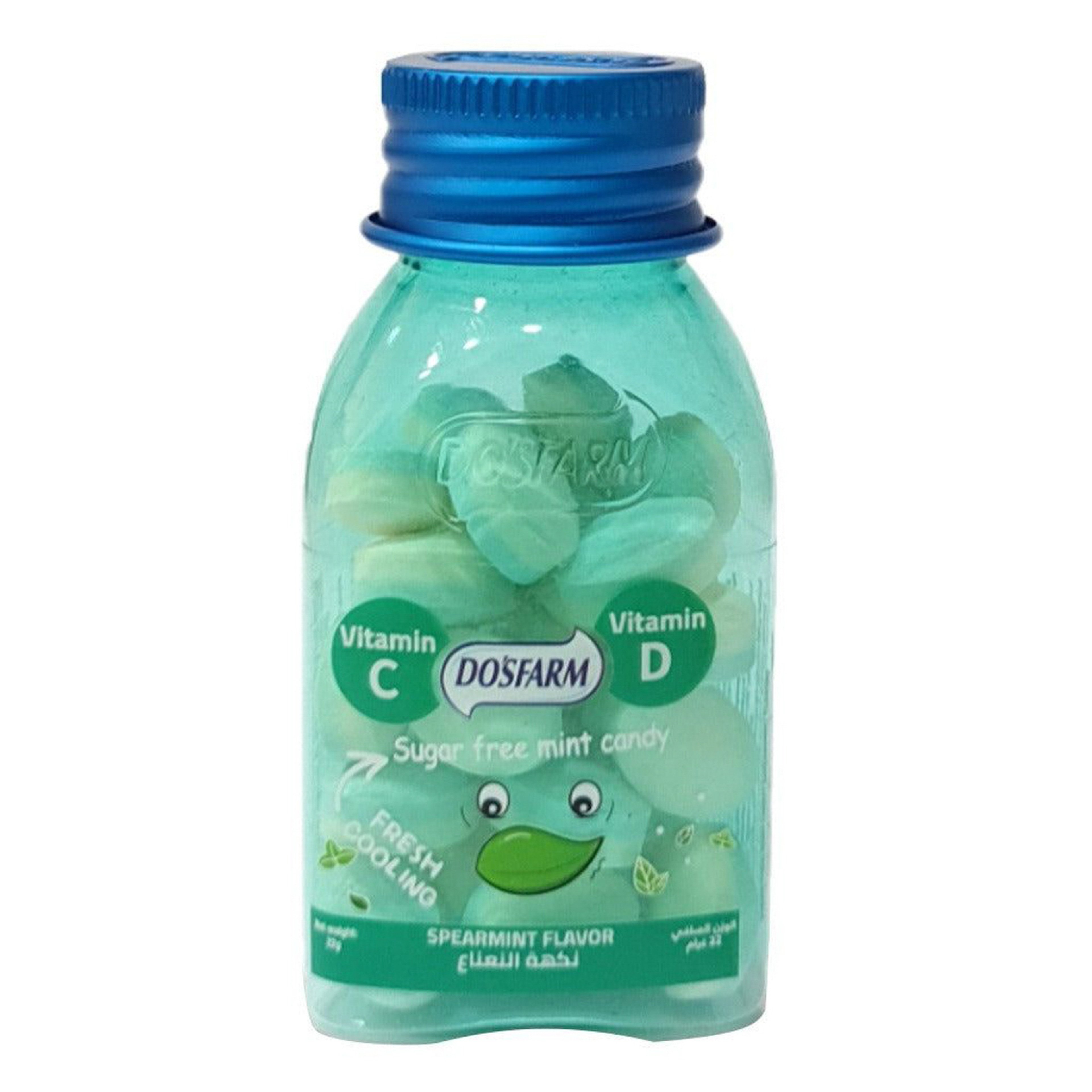 دوزفارم حلوى النعناع خالية من السكر غنية بفيتامين ج , د ، 22 جرام
