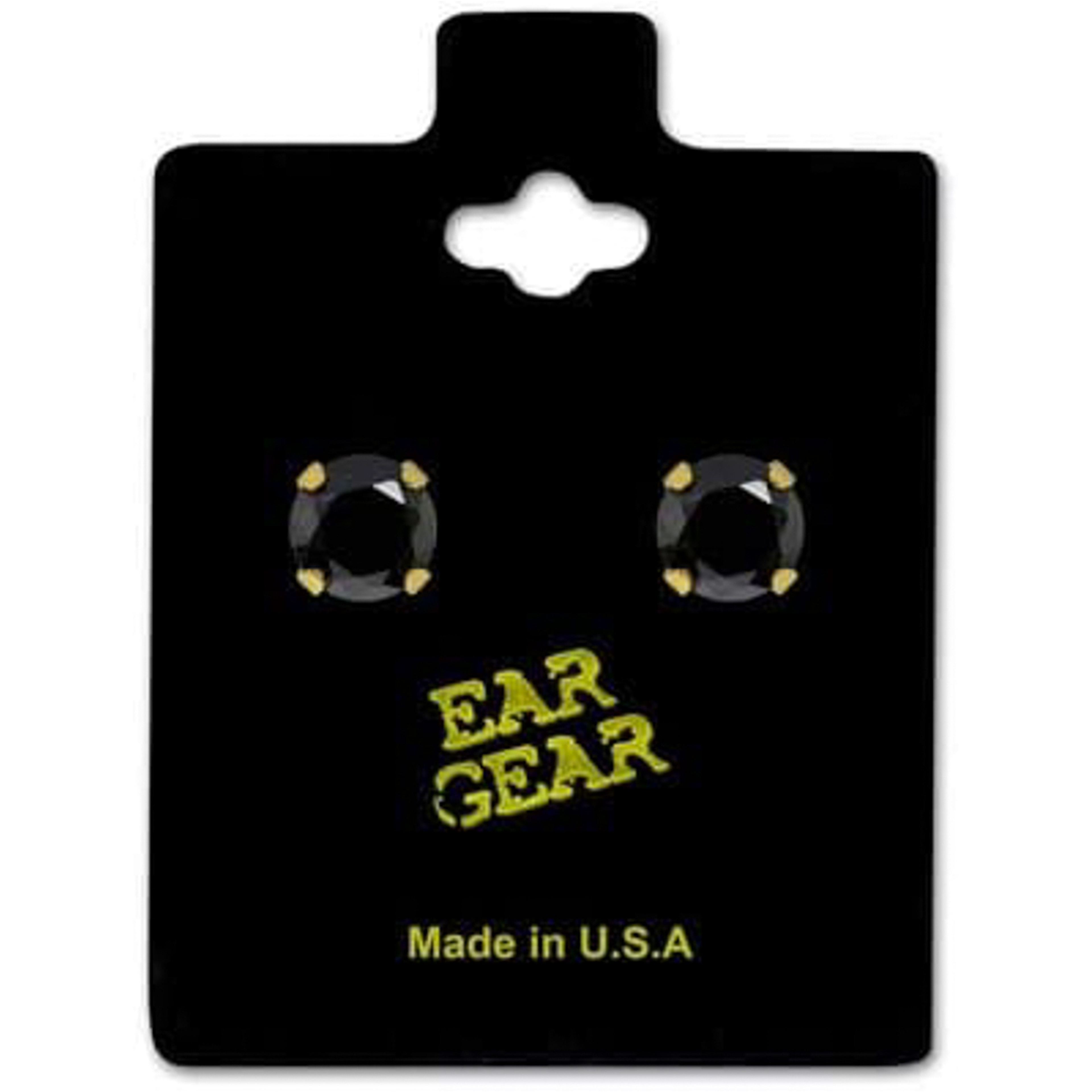 Ear Gear Gold Black Zirconia Stone Black