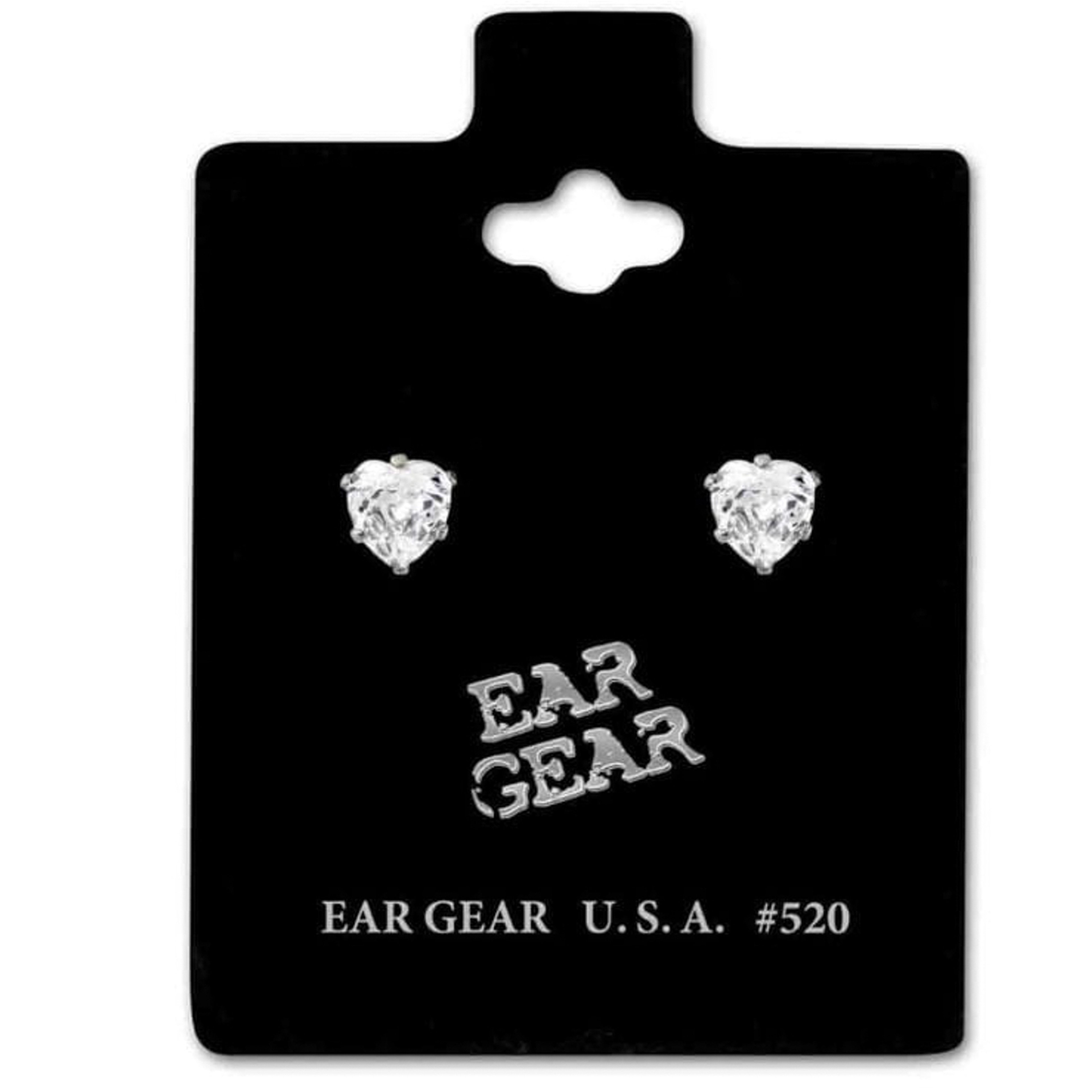 اير جير حلق فضى بحجر زركونيا قلب 5.5ملم سلفر