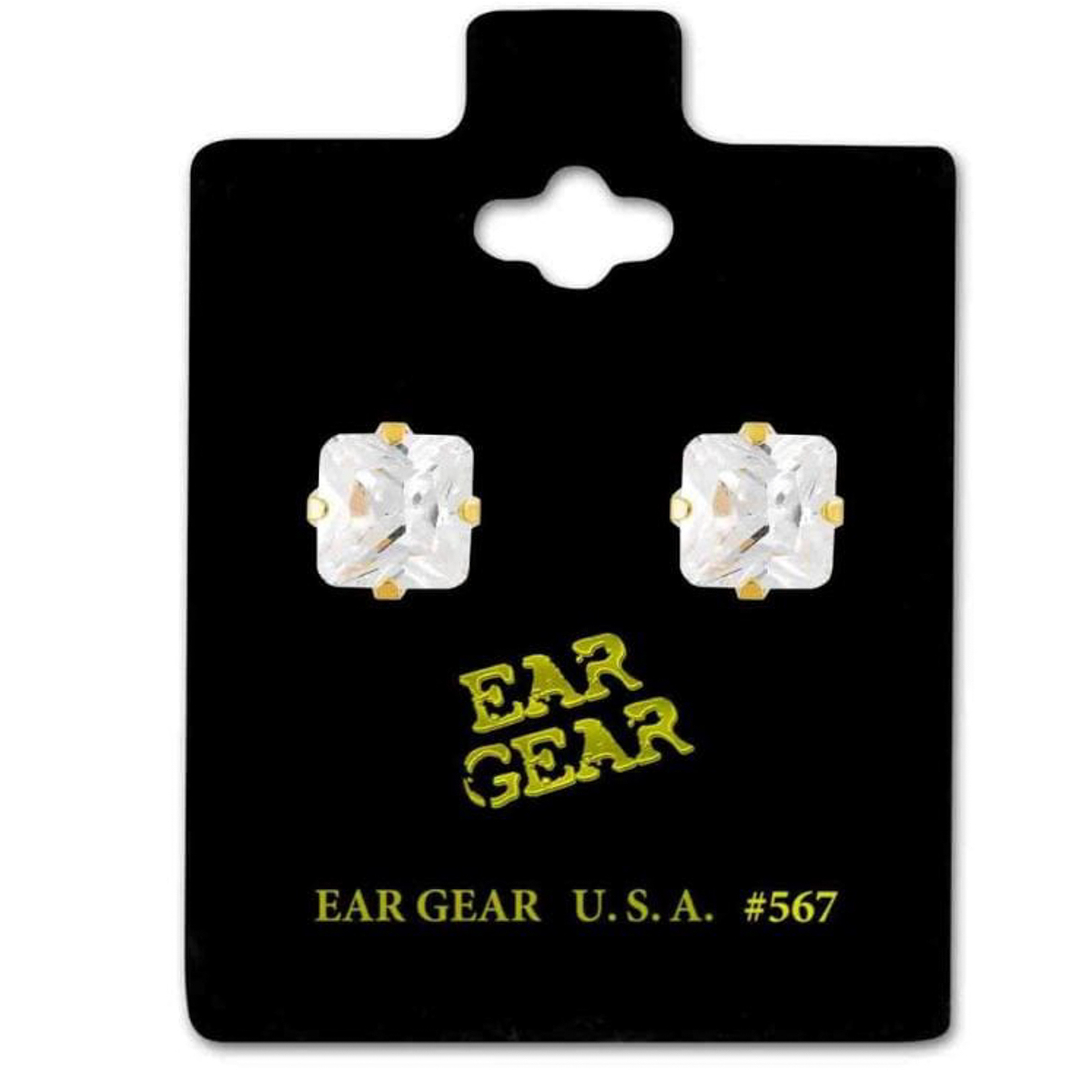 Ear Gear Gold Cubic Zirconia 7*7Mm Silver