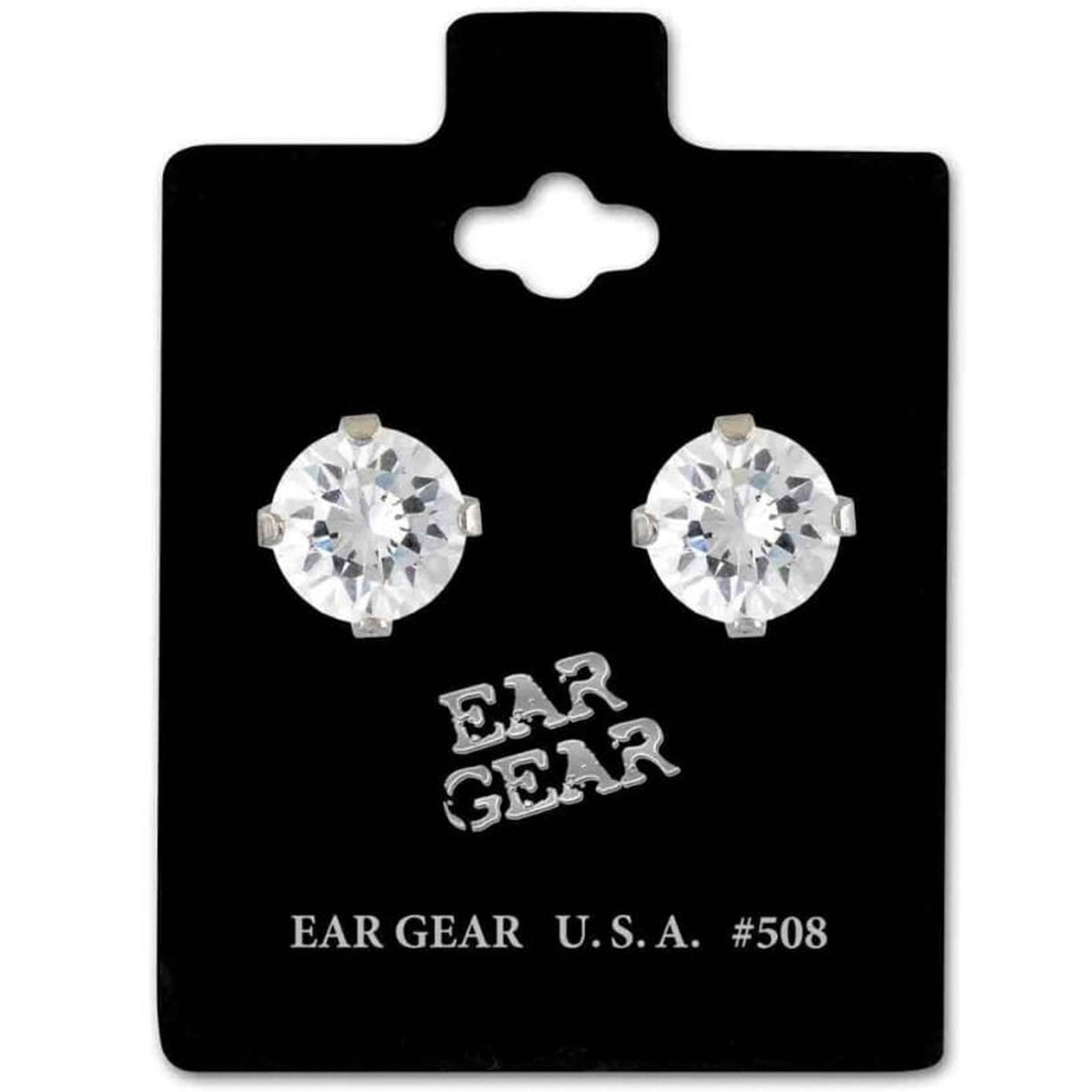 اير جير حلق فضى بحجر زركونيا مكعب 8ملم سلفر