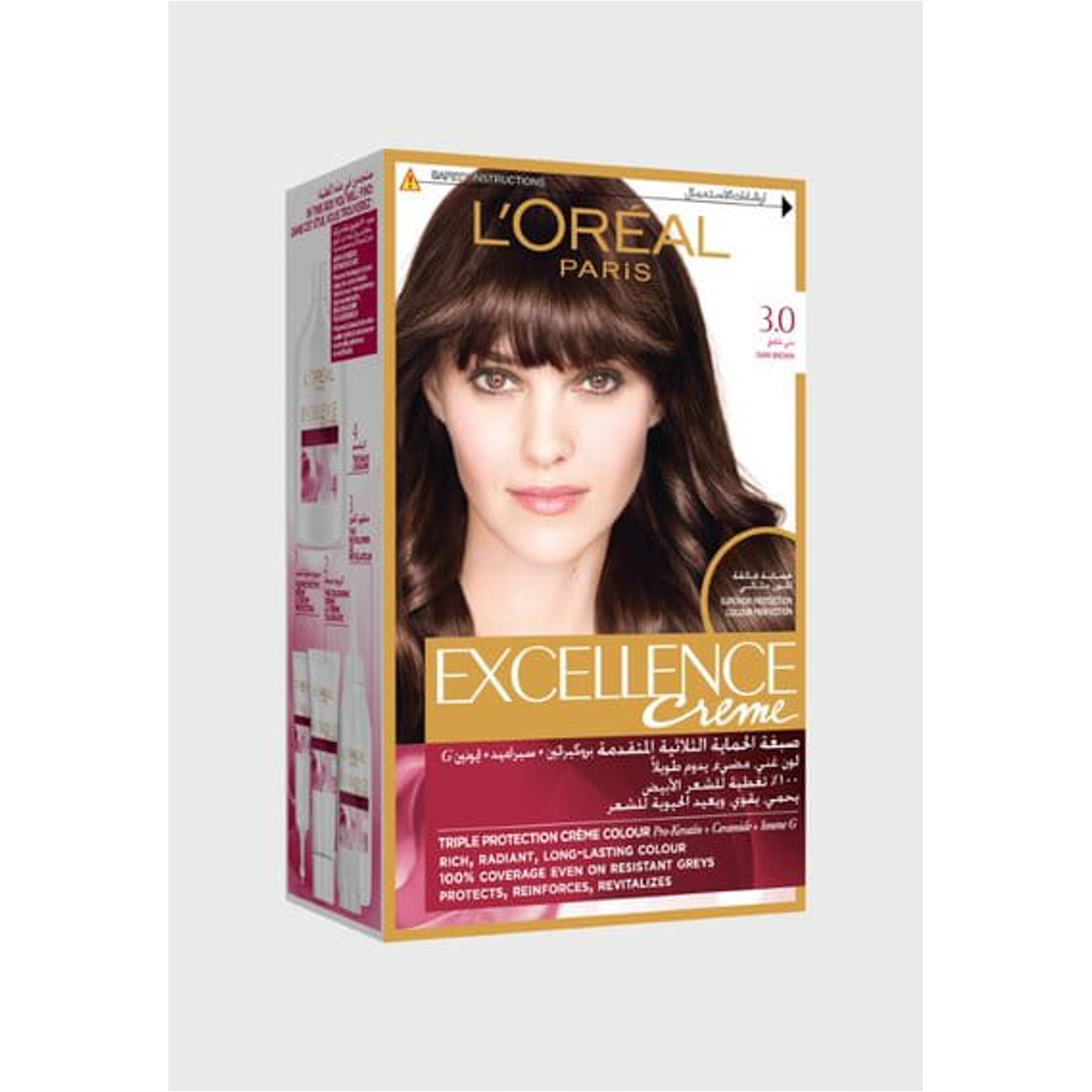 لوريال باريس إكسلنس كريم صبغة شعر - بني غامق 3.0