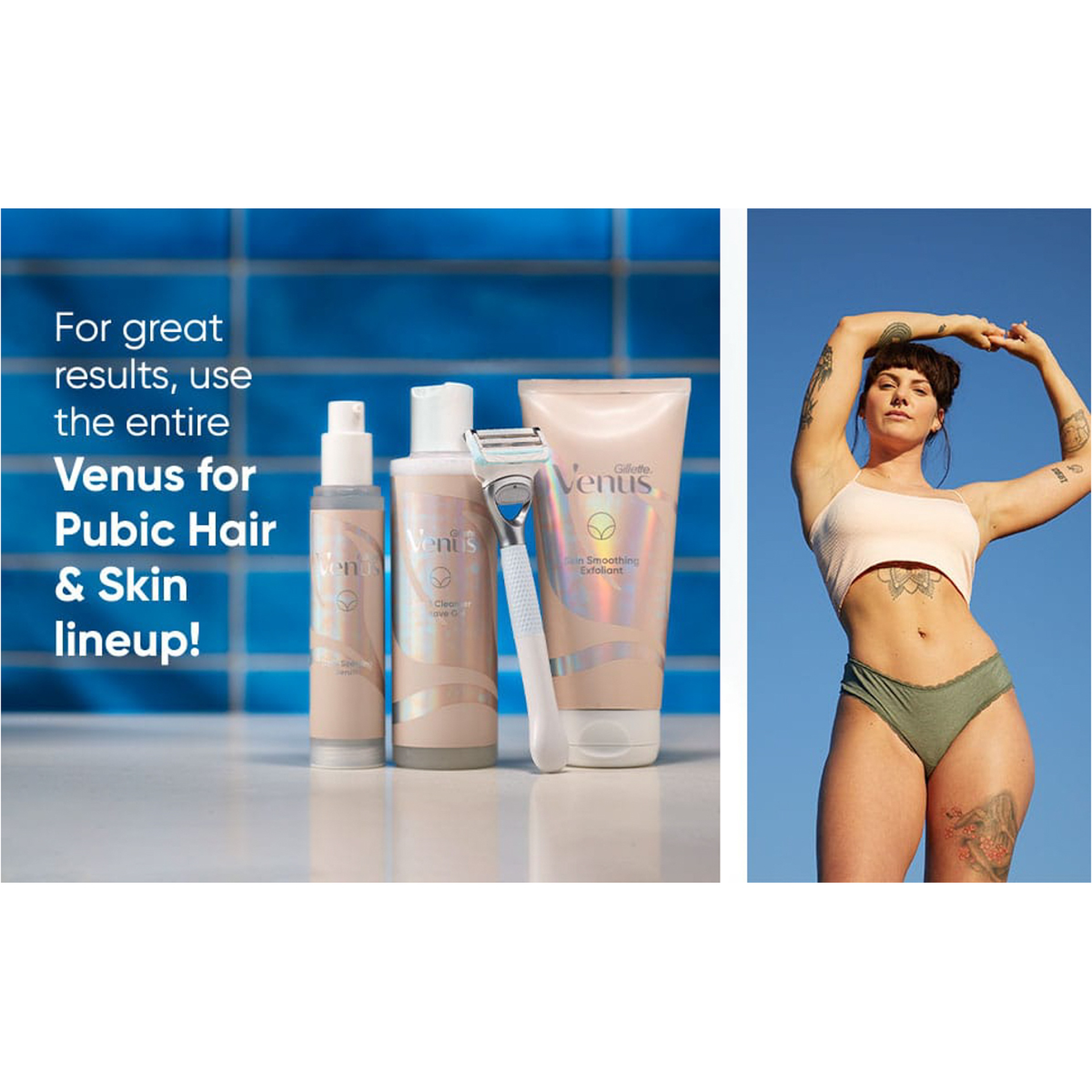 Gillette Venus Bikini Skin Care Women'S Razor + 2 Razor Blade Refill With Precision Trimmer