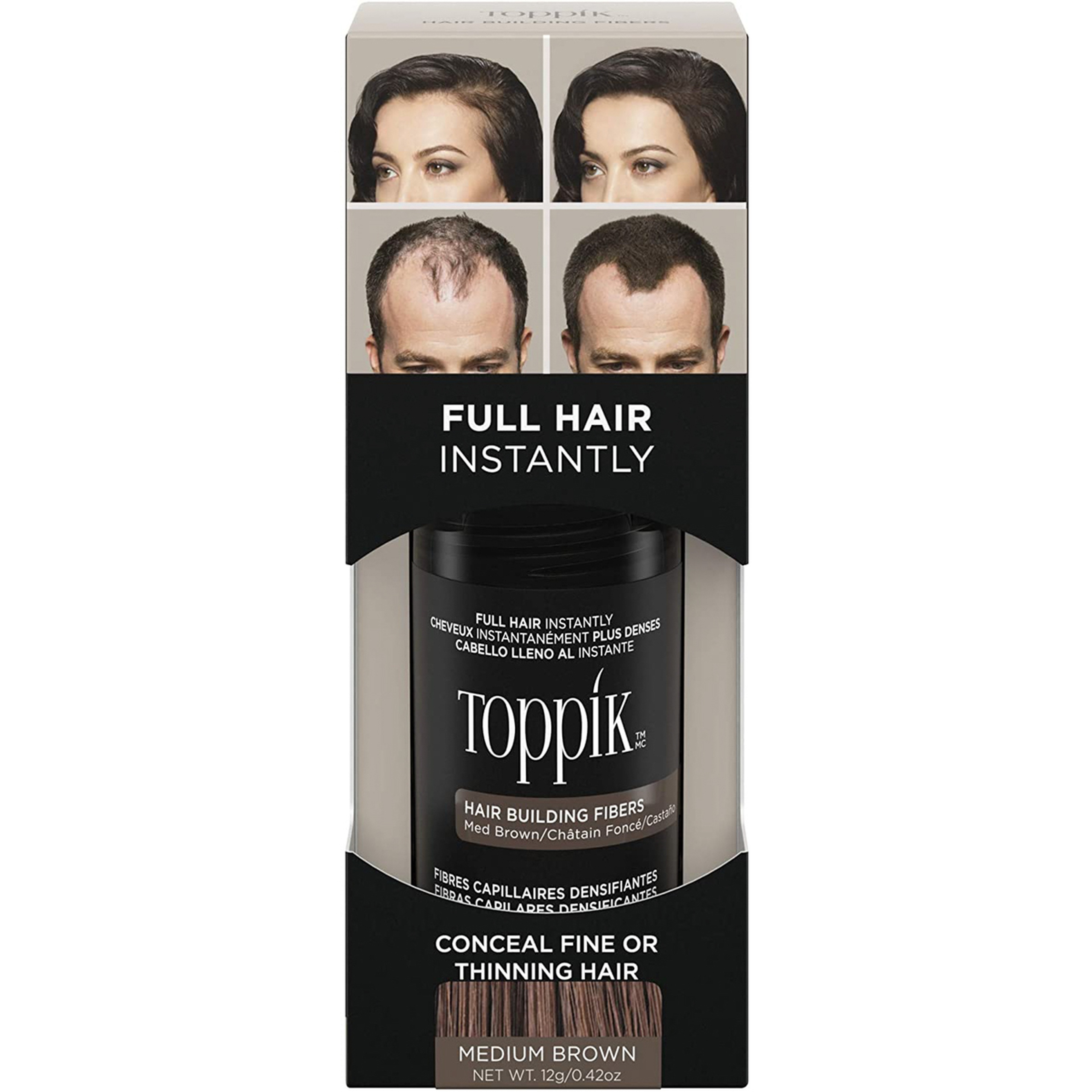 Hair Building Fibers-Medium Brown 12G