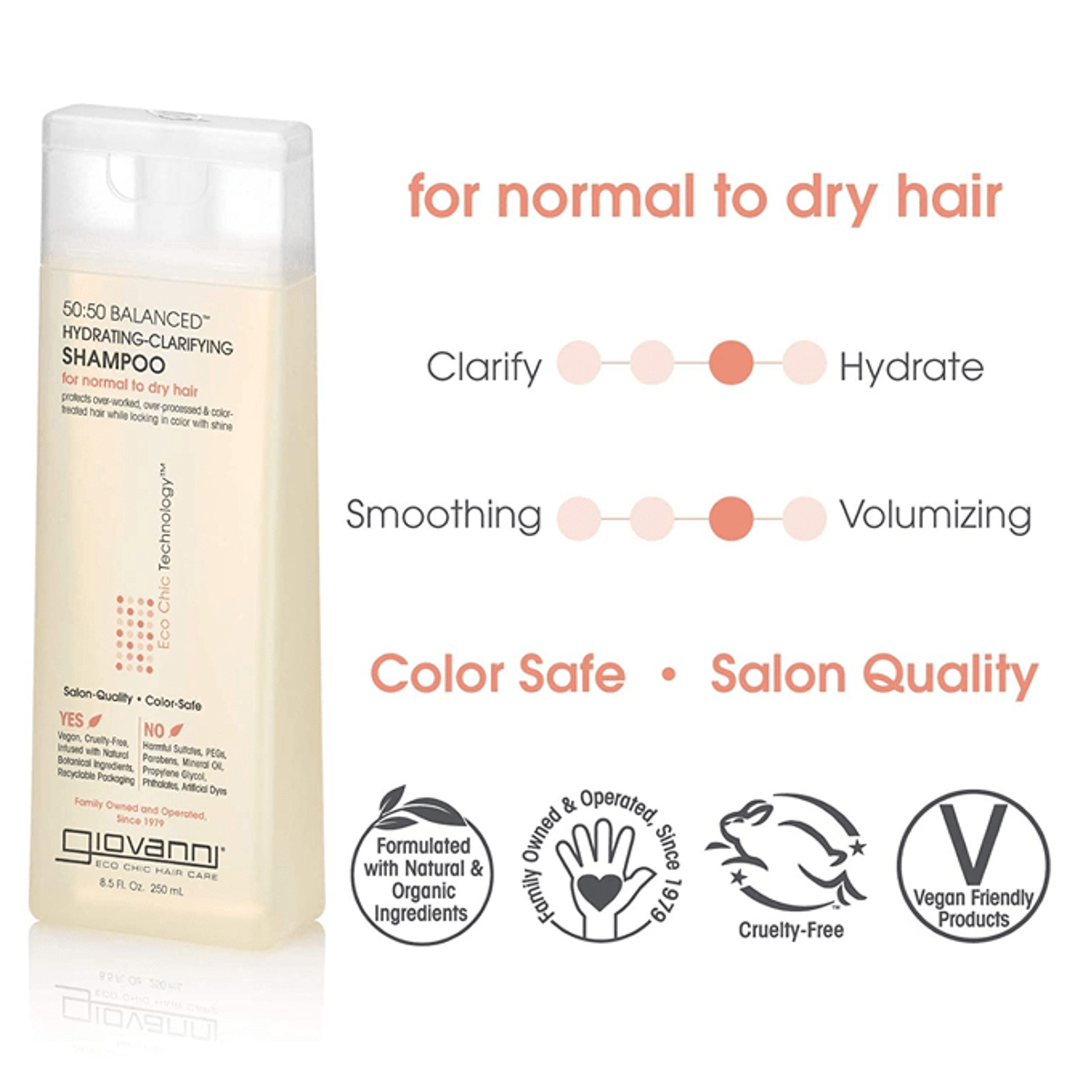 Giovanni 50:50 Balanced Hydrating Clarifying Shampoo - 250Ml