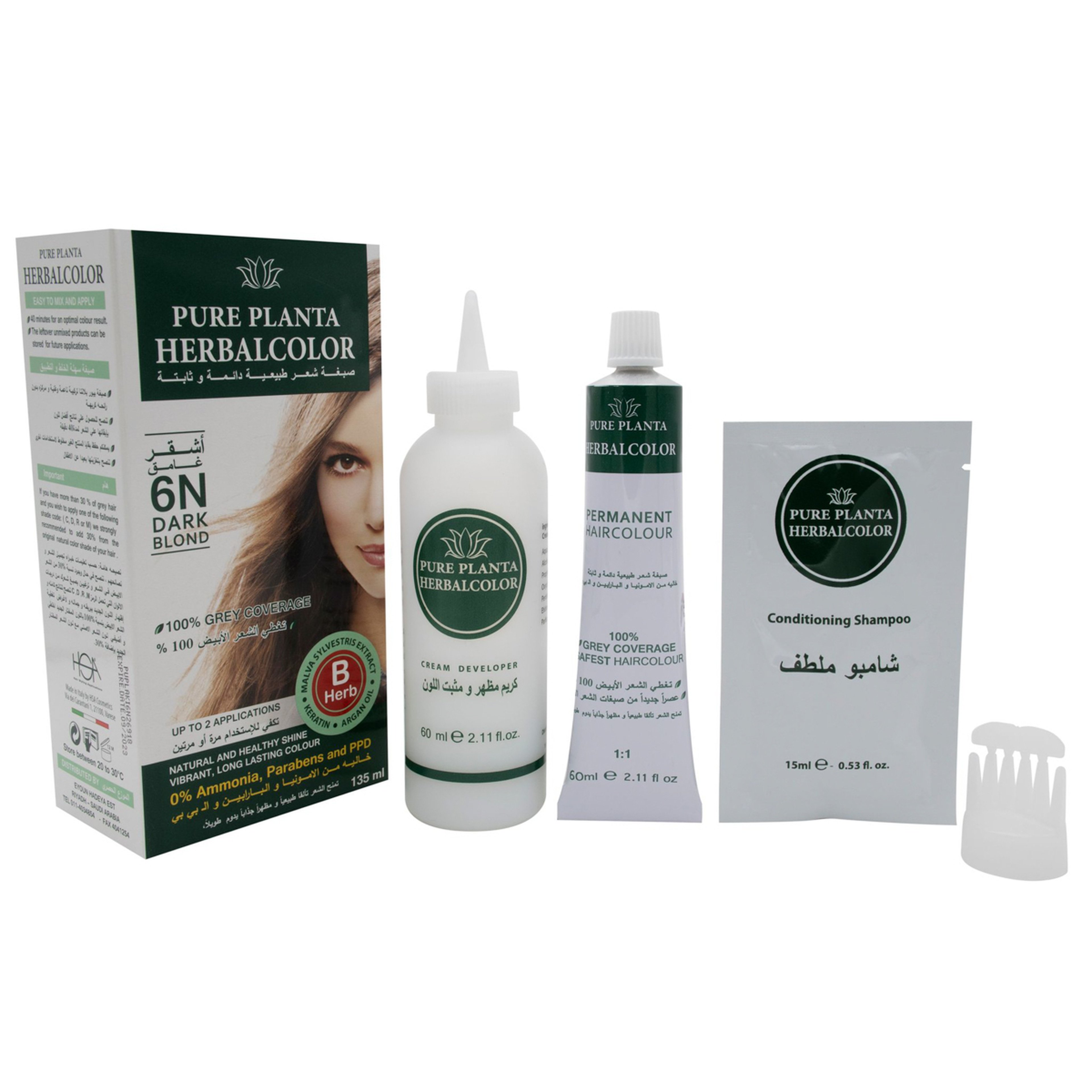 هيربال صبغة شعر جل ثابتة (أشقر غامق 6N) 135مل