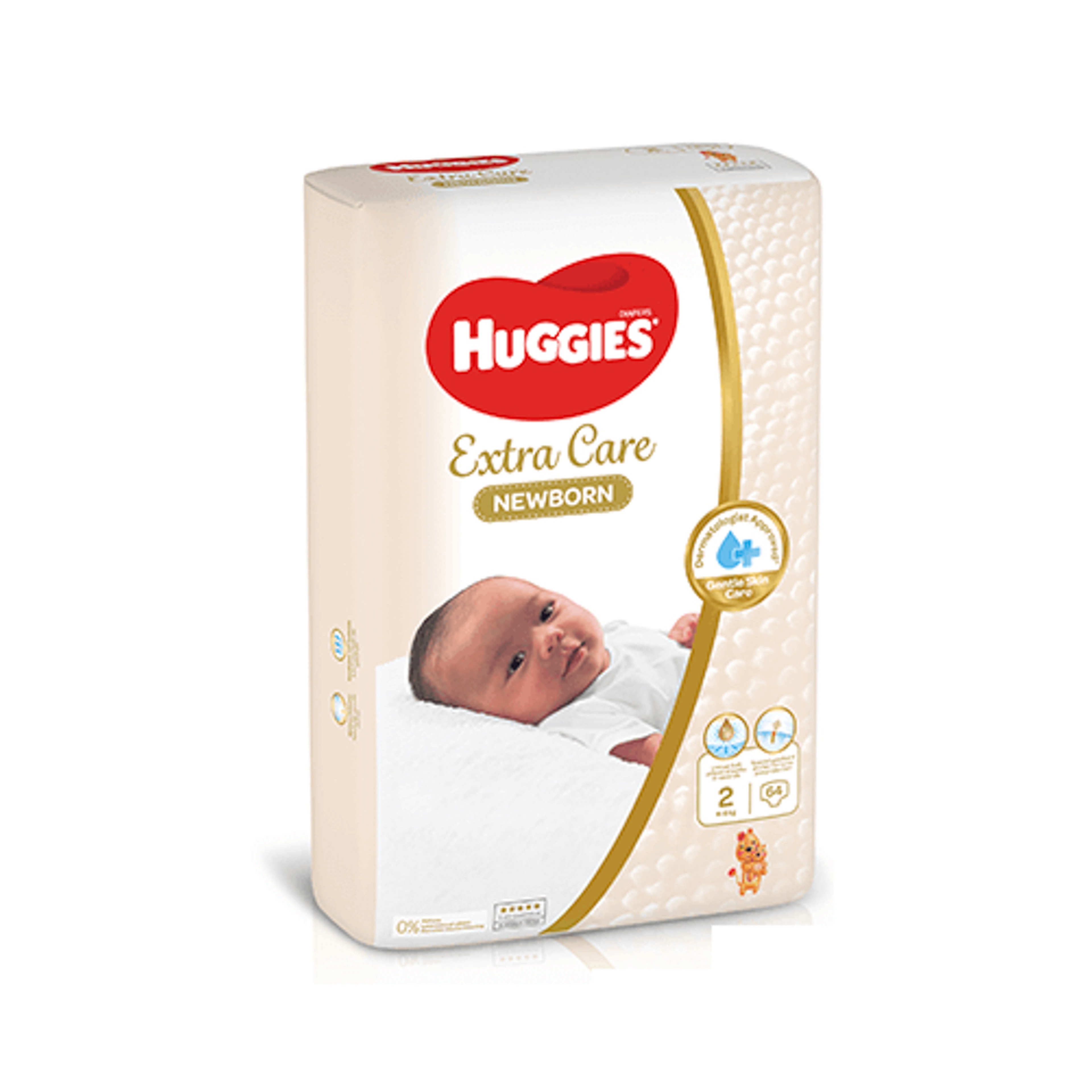 Huggies Extra Care Newborn, Size 2, Jumbo Pack, 64 Diapers