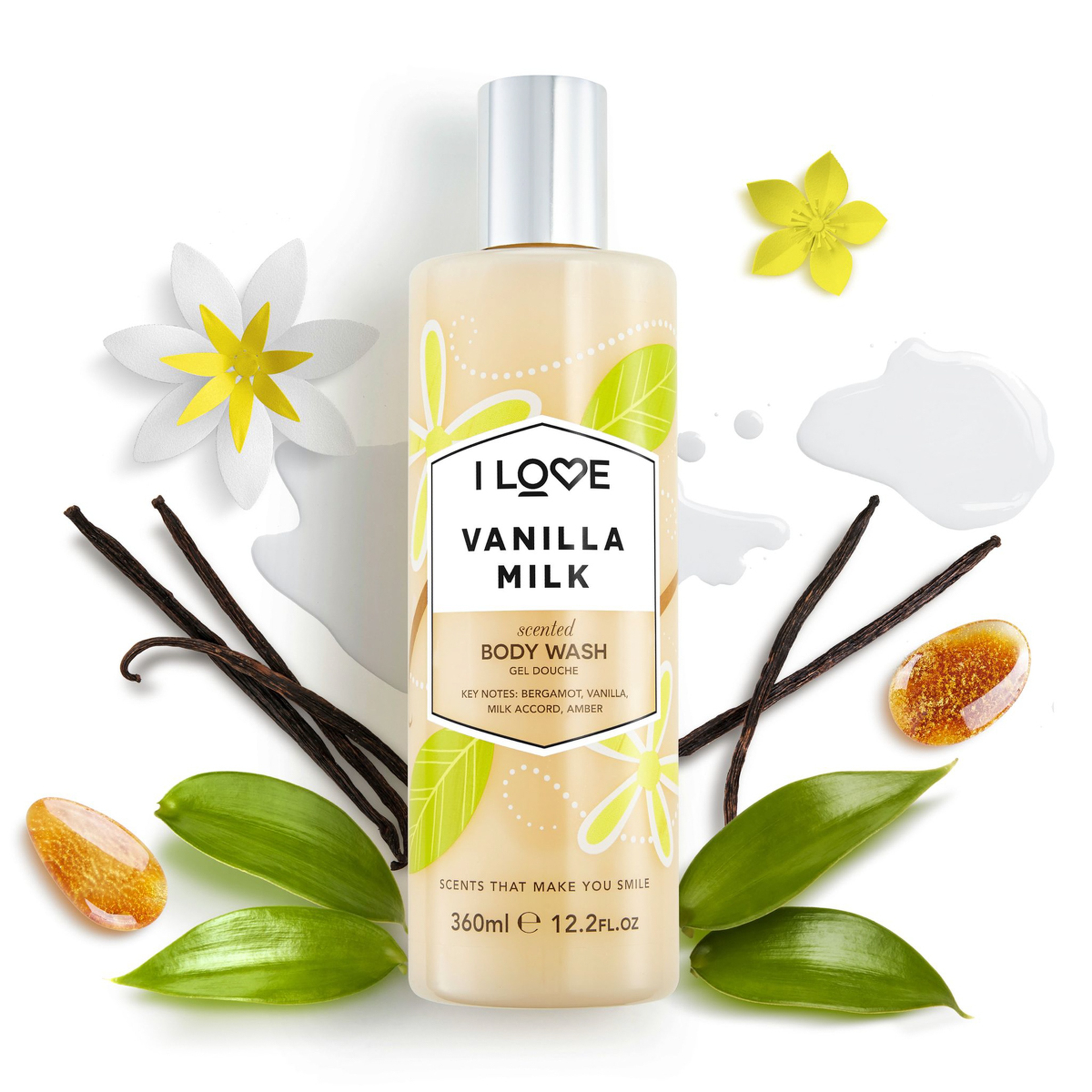I Love Vanilla Milk Moisturizing Body Wash And Foaming Bubble Bath 360Ml