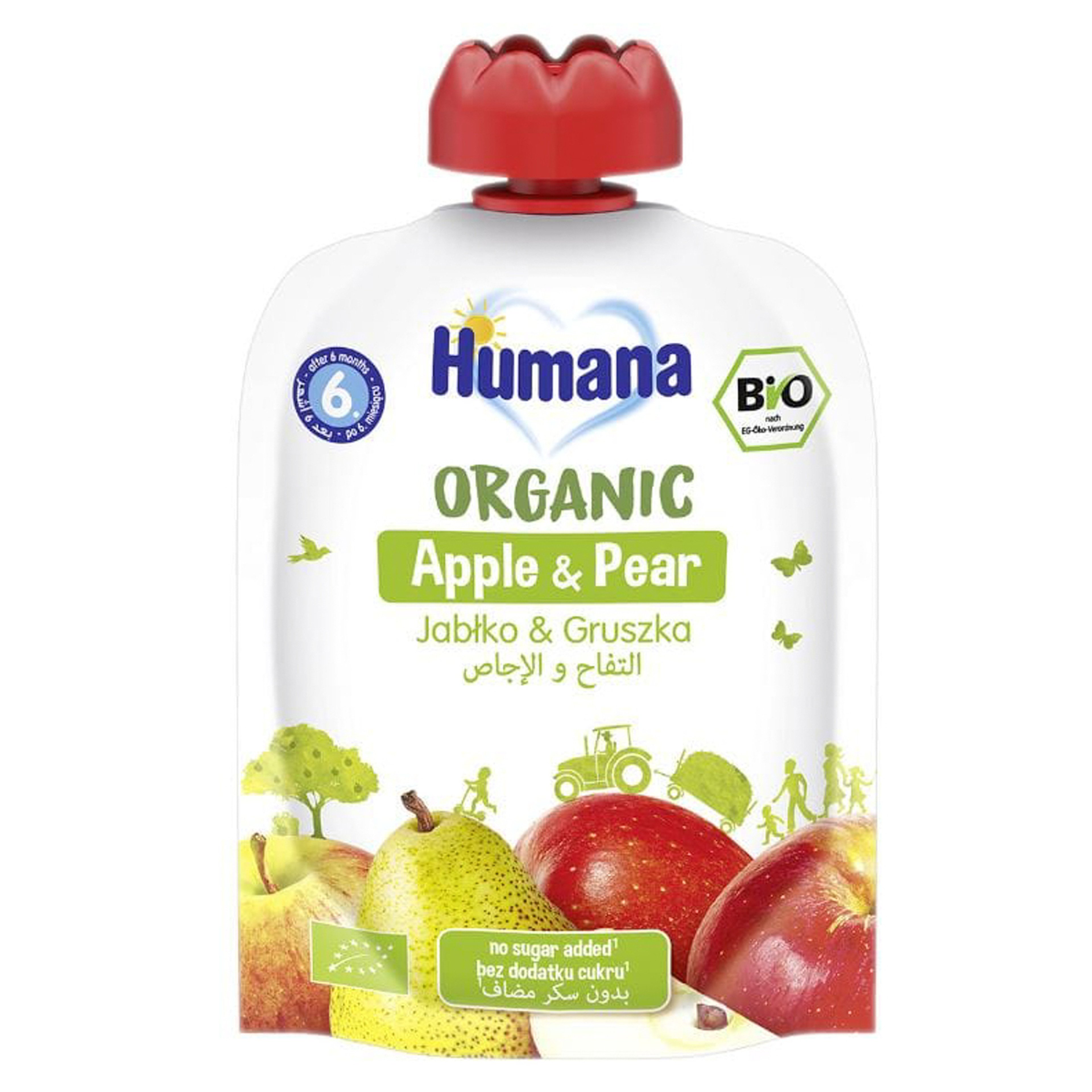 Humana Organic Apple & Pear Puree Pouch +6 Months 90G