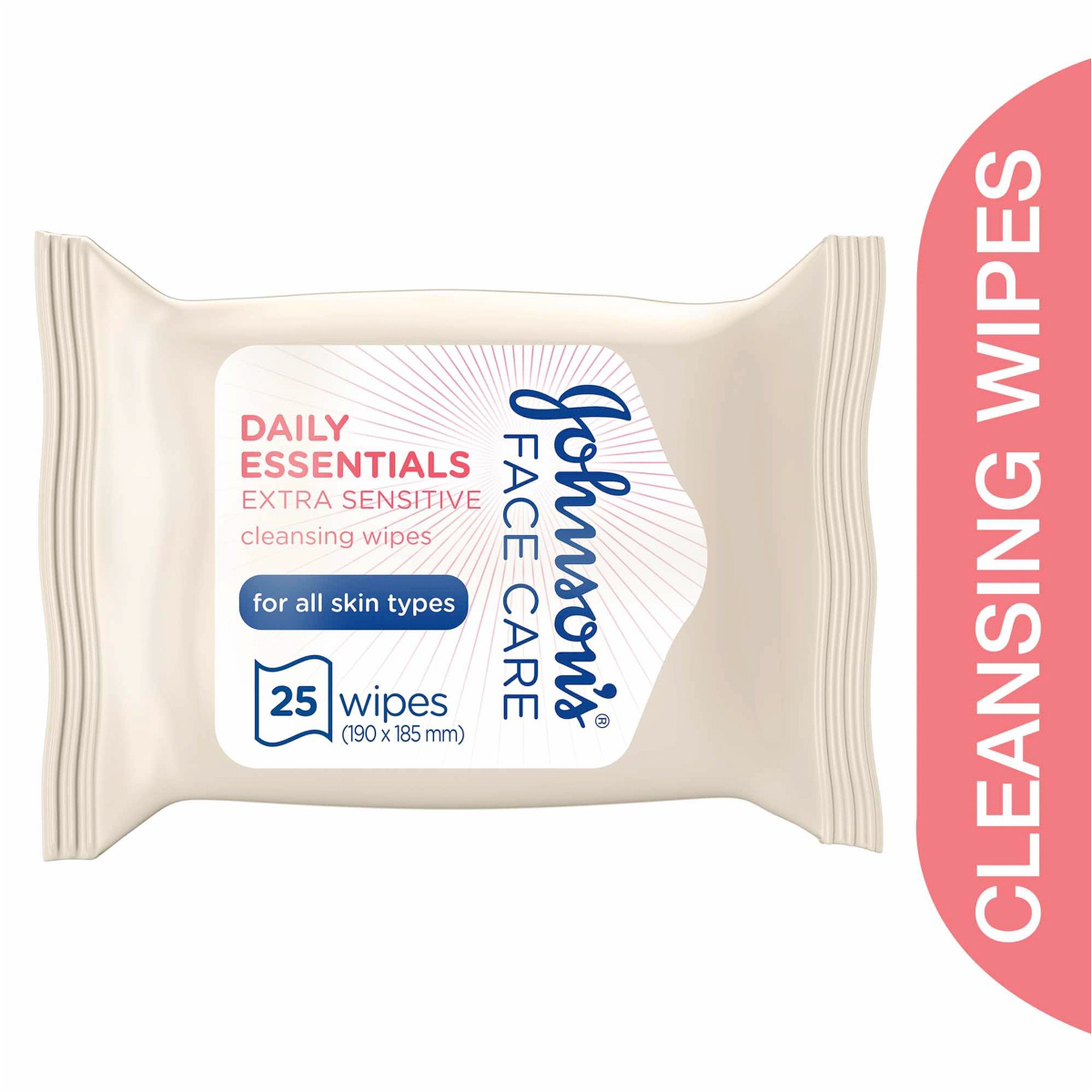 جونسون مناديل التنظيف اليومية خالية من العطر لجميع أنواع البشرة - 25 مناديل