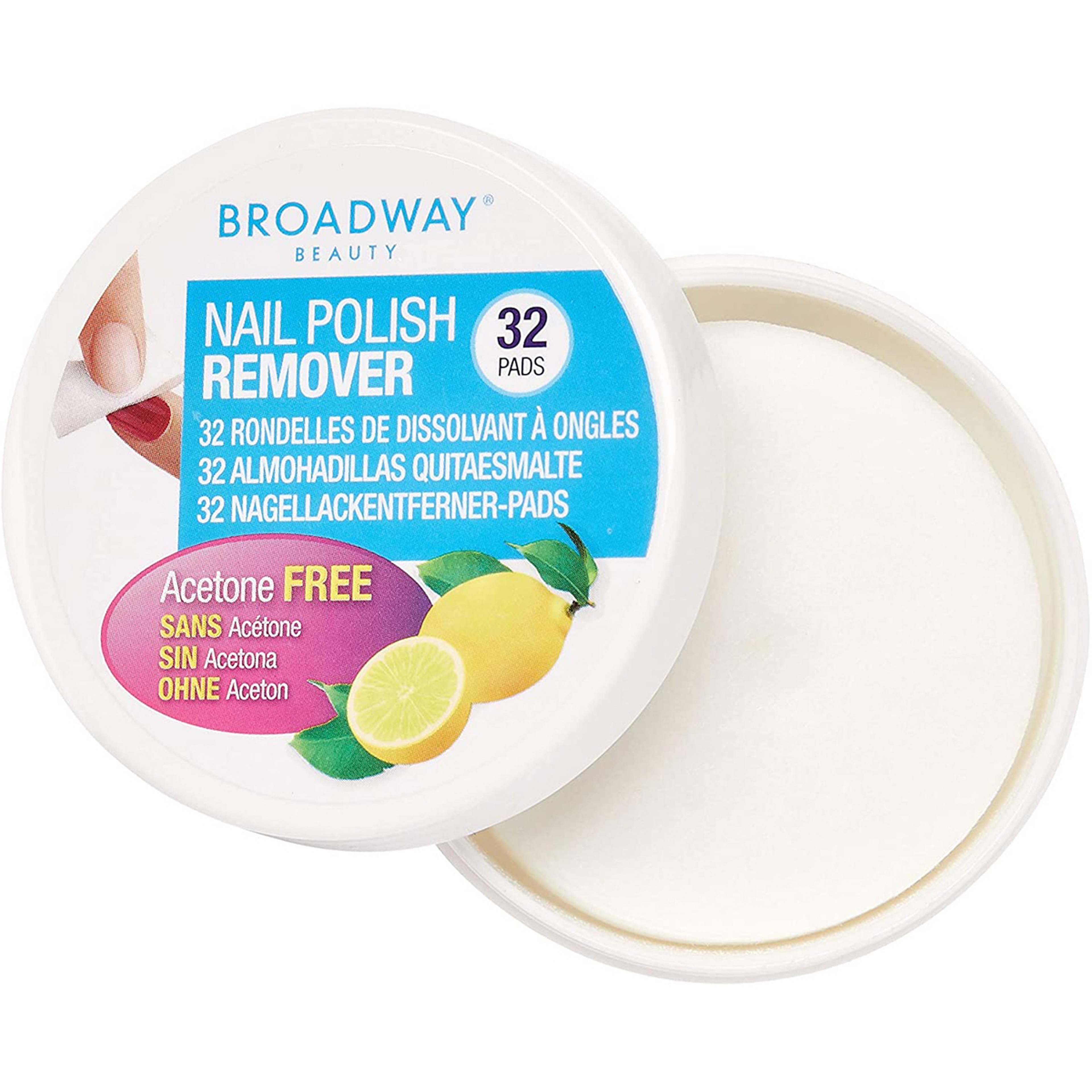 كيس مزيل طلاء الأظافر برودواي 32 شريحة قطن - بالليمون