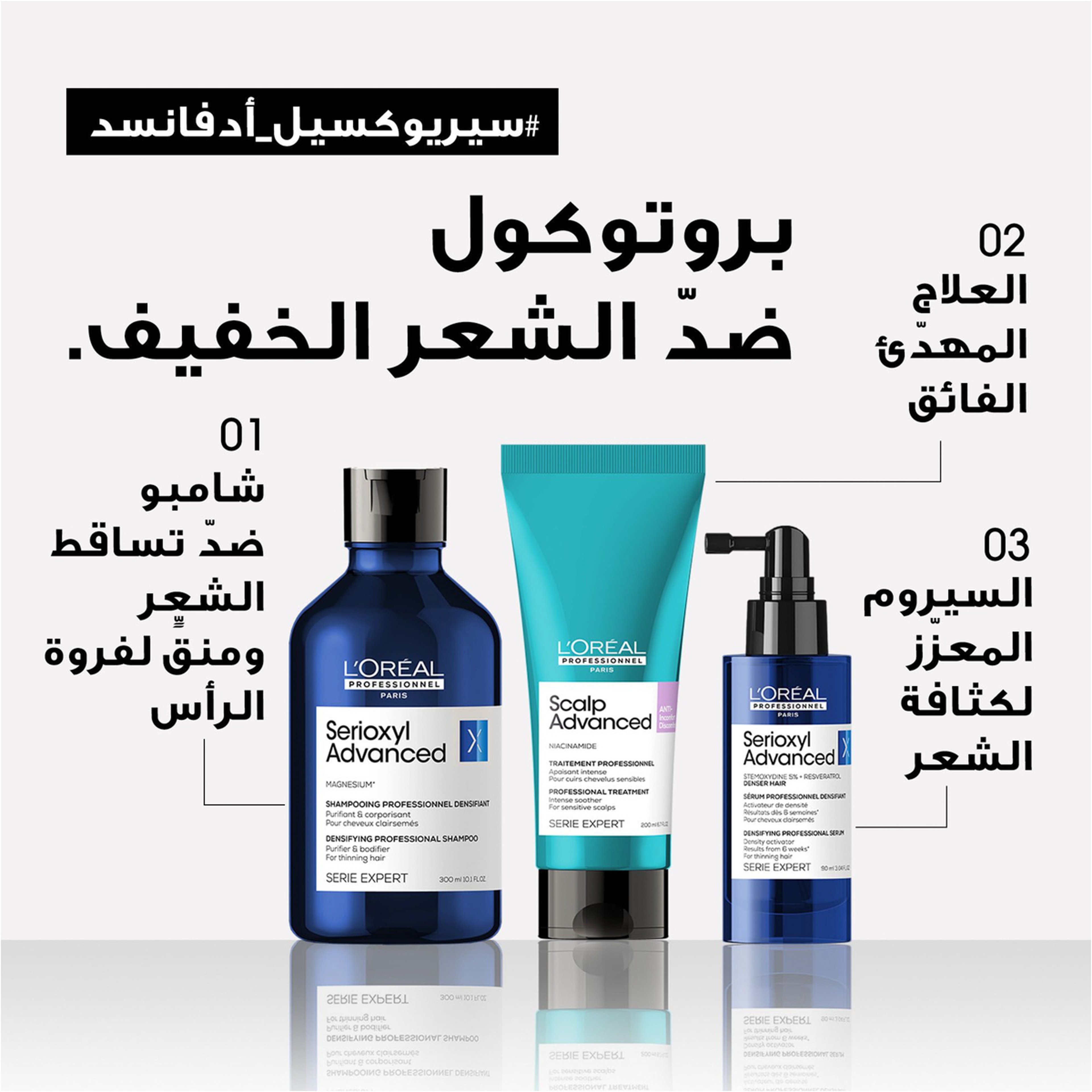 لوريال بروفيسيونيل شامبو سيريوكسيل أدفانسد ضدّ تساقط الشعر والمنقّي لفروة الرأس من الدهن للشعر الخفيف سيري إكسبرت 300 مل