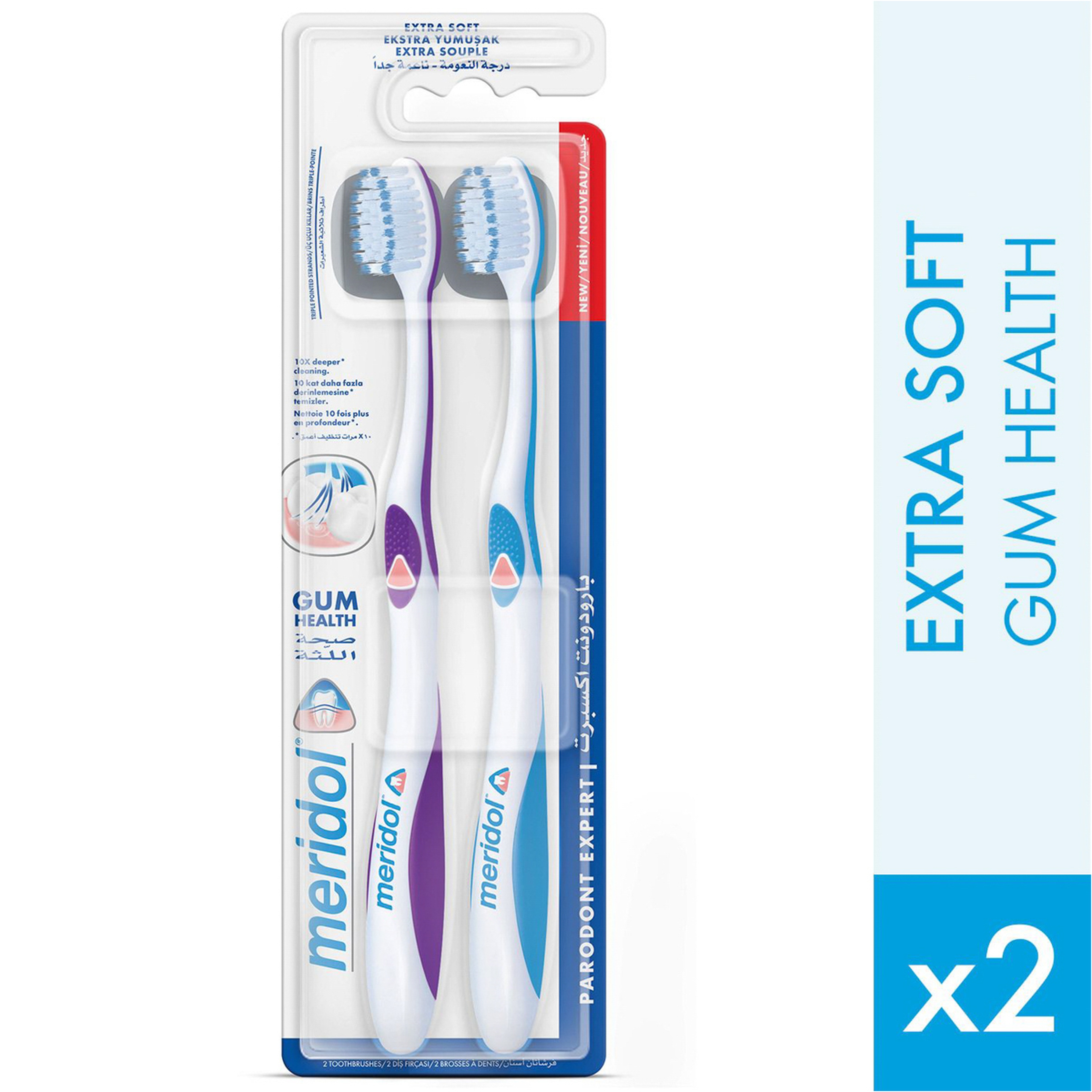 Meridol Parodont Expert Toothbrush For Gum Health, Ultra Soft, 2 Pieces